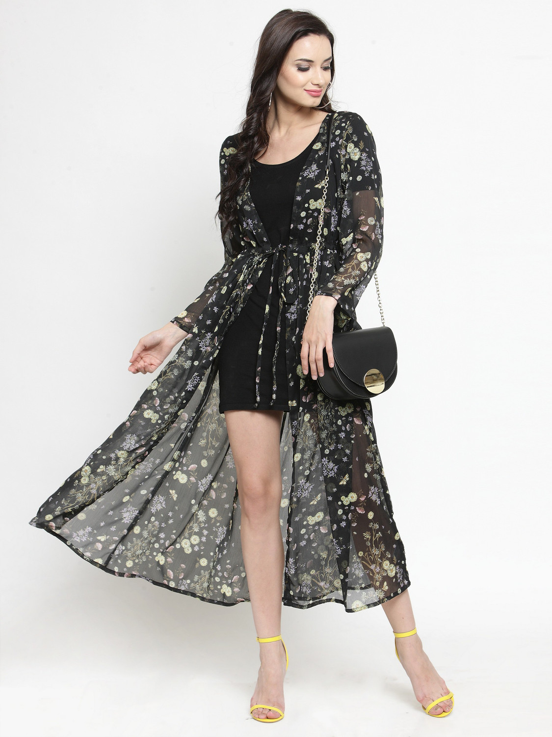Image of Sera Women Longline Full Sleeve Black Shrug