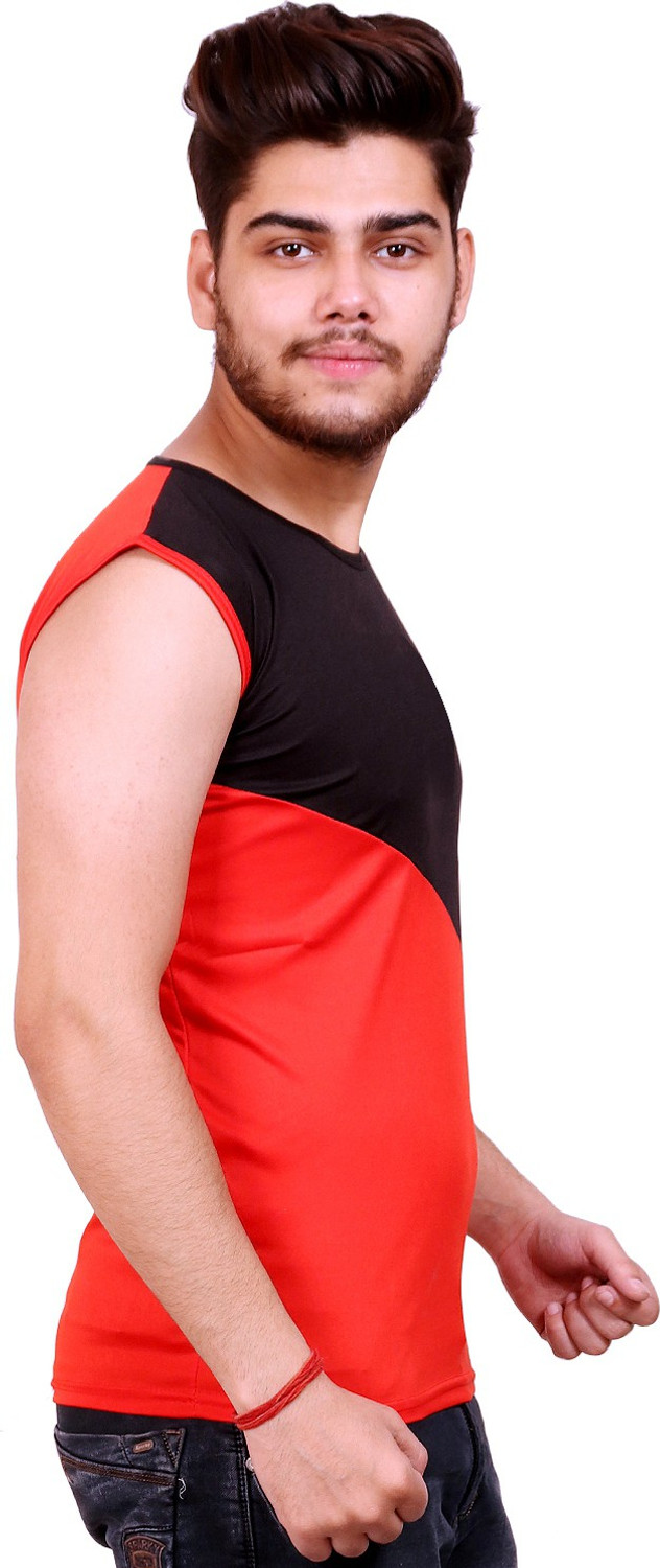 Image of Celebrino Men Colorblock Round Neck Polyester Multicolor T-Shirt