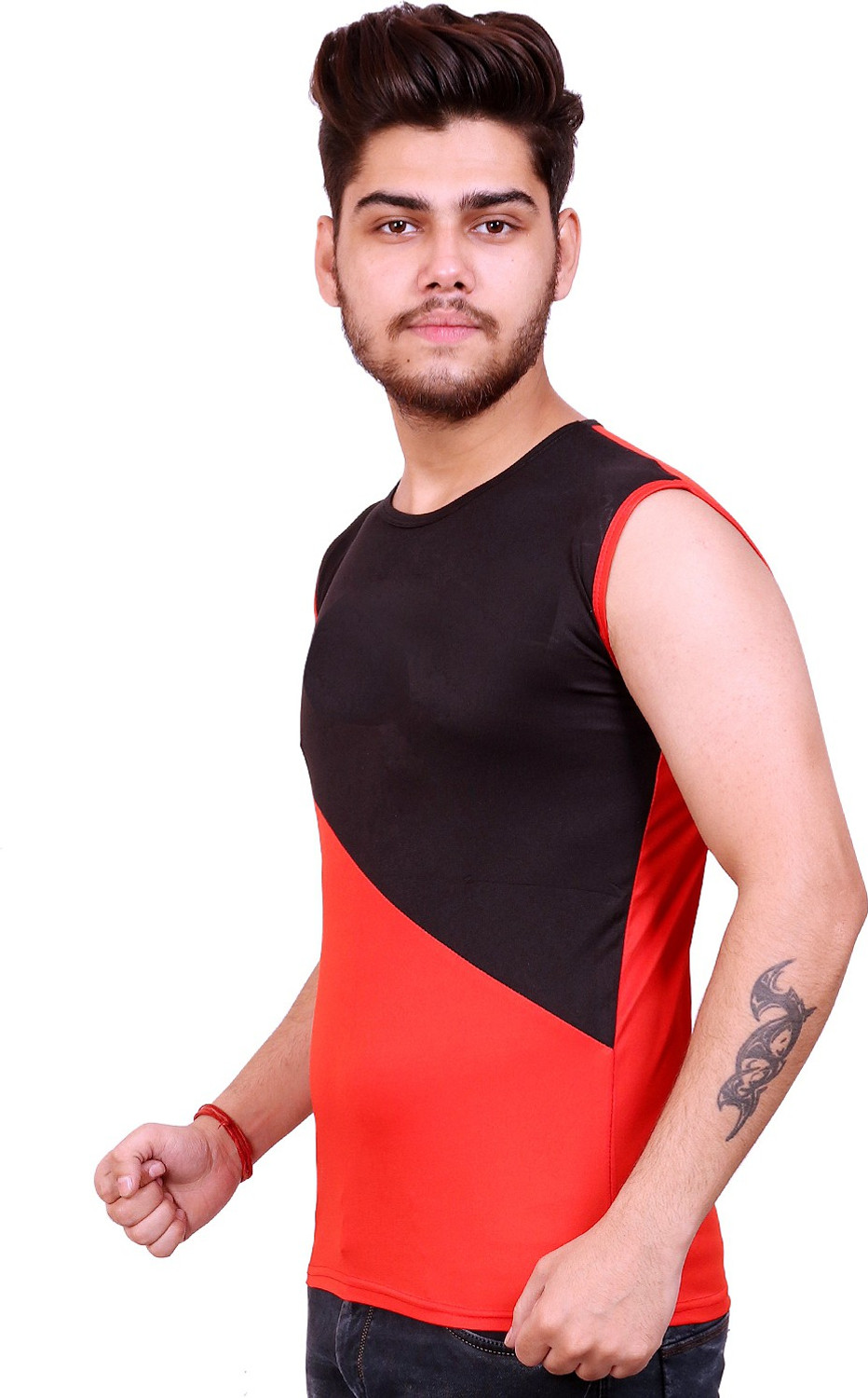 Image of Celebrino Men Colorblock Round Neck Polyester Multicolor T-Shirt