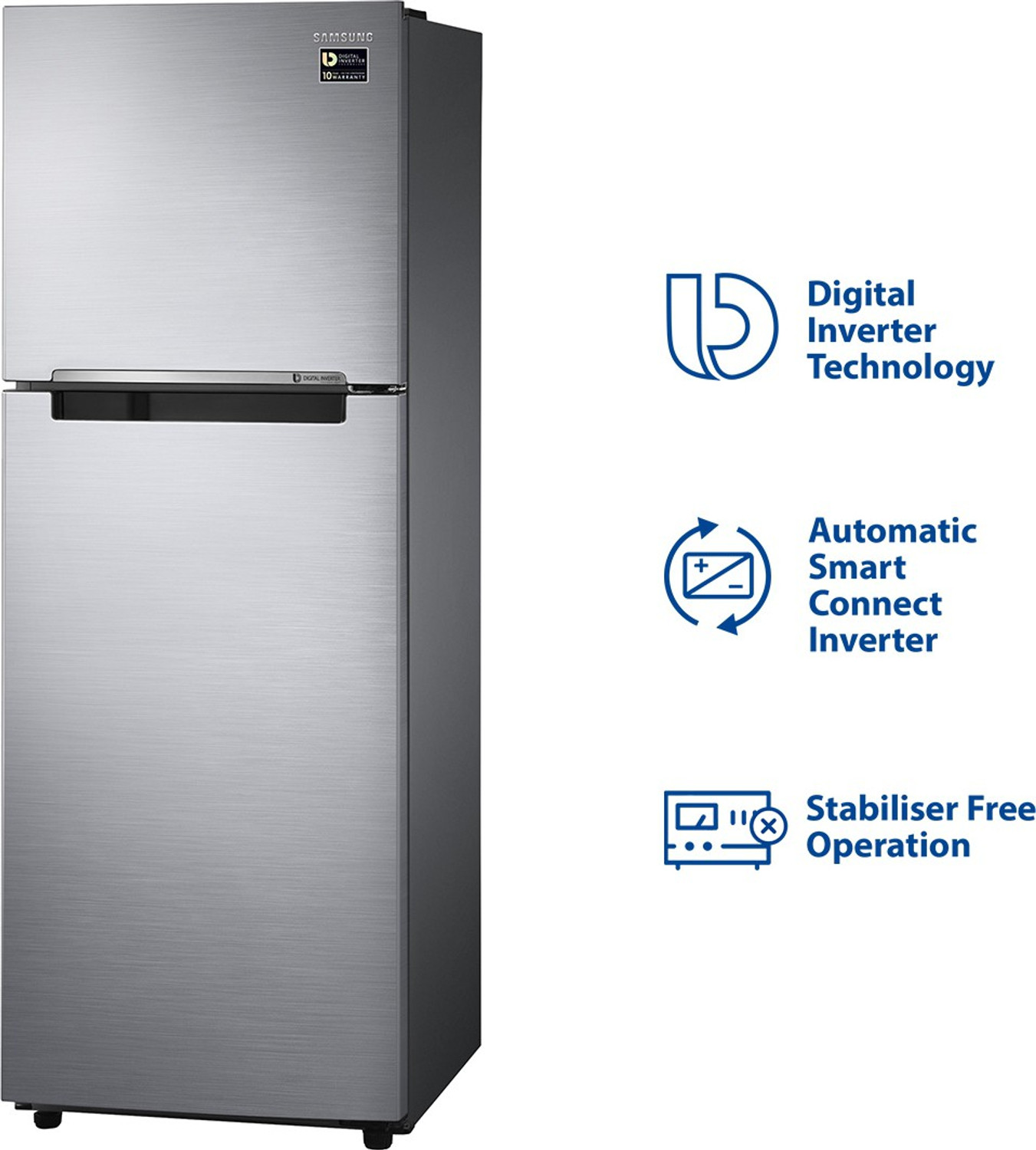 Image of Samsung 253 L Frost Free Double Door 1 Star Refrigerator (Elegant Inox, RT28M3022S8-HL / RT28M3022S8-NL)