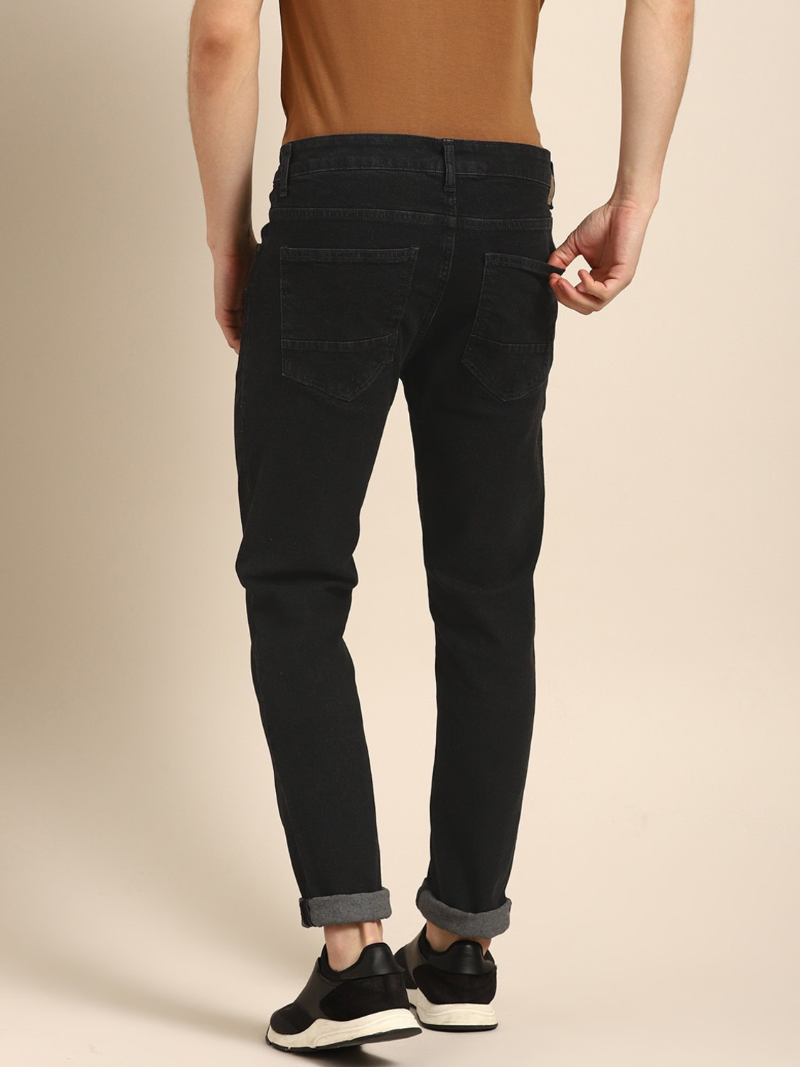Image of ether Men Skinny Mid Rise Black Jeans
