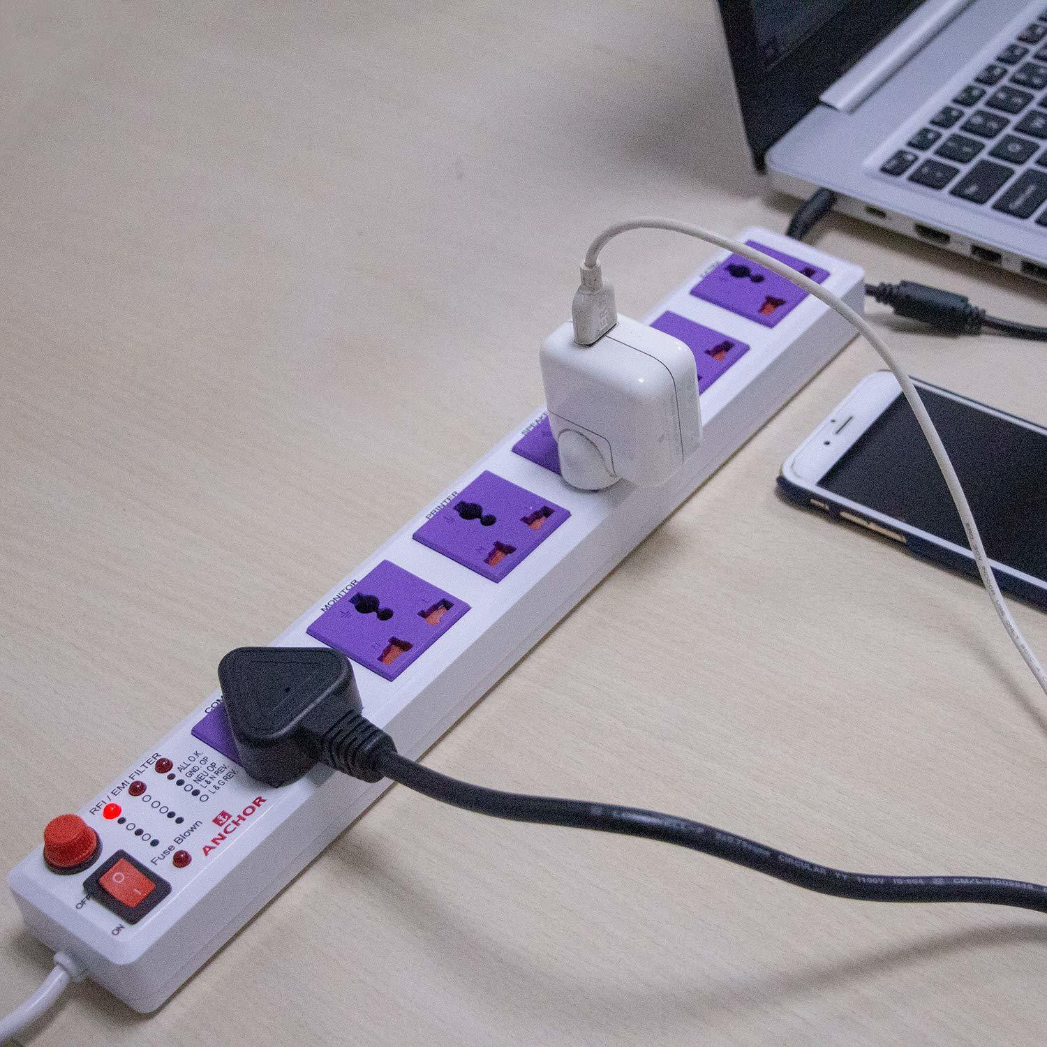 Image of Adiohub 6 Amp /10 Amp 4 Socket 4.4 Mtr Wire extension board 10 A Four Pin Socket