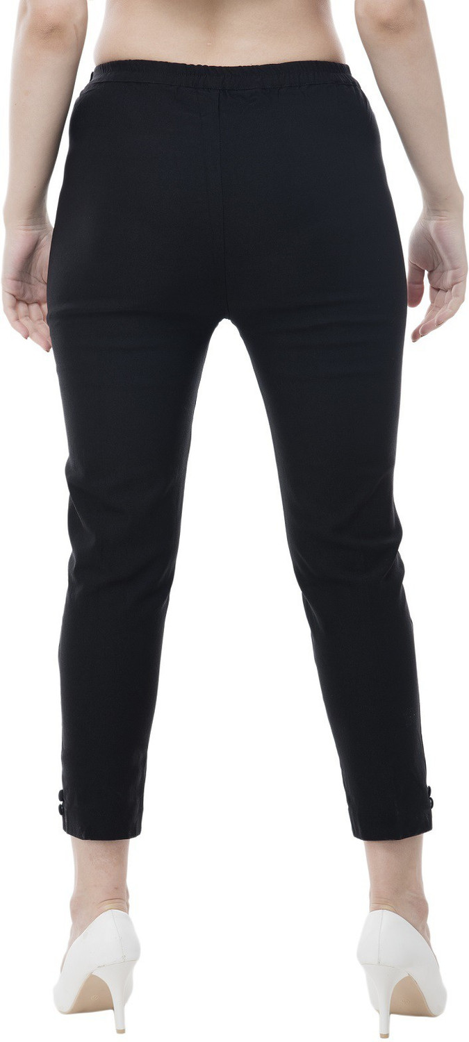 Image of Riya Collections Women Regular Fit Black Cotton Blend Trousers