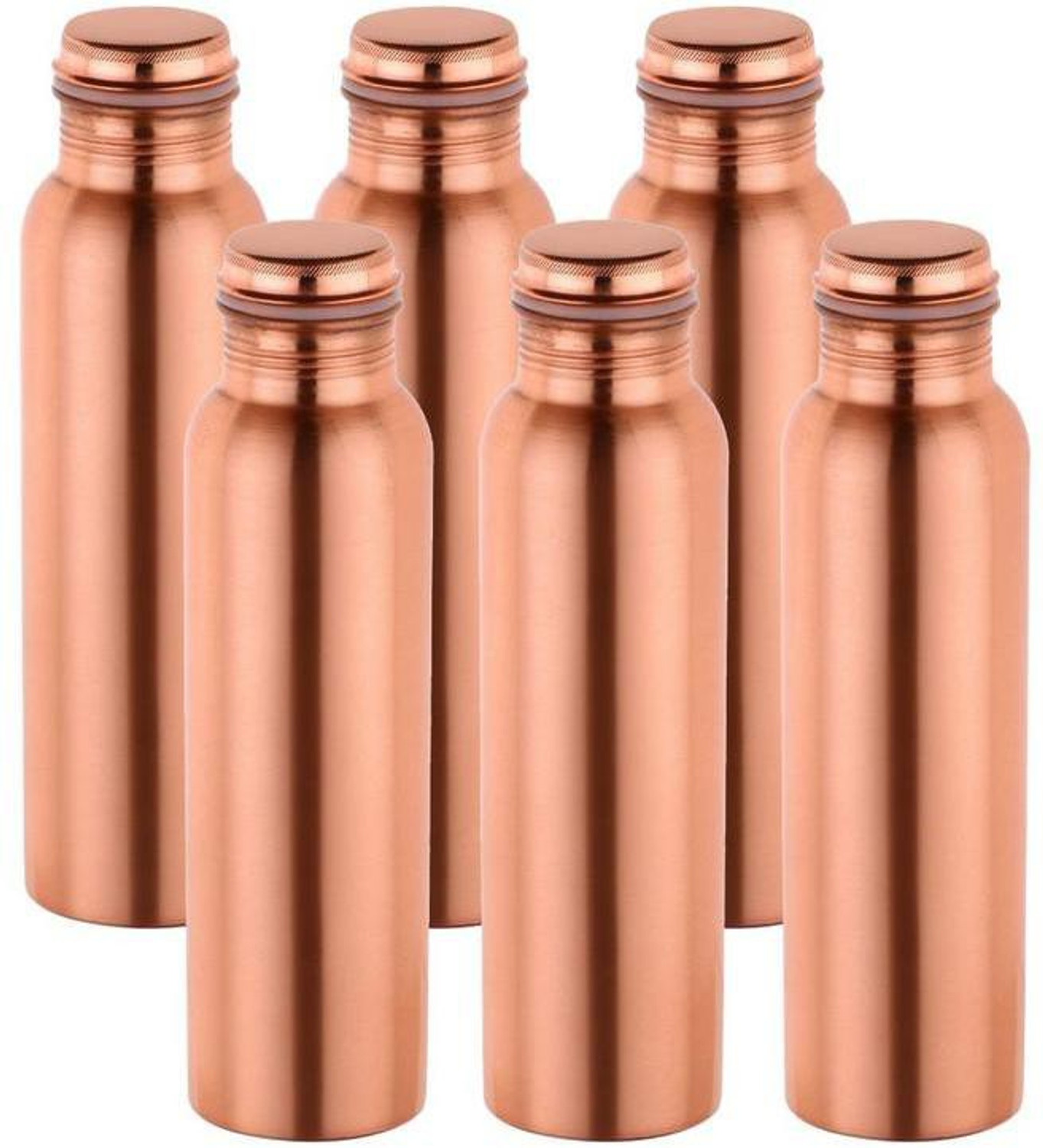 Image of GOLDEN VALLEY Pure Copper Water Bottle No Joint, 100% 950 ML Set of 6 950 ml Copper Bottle (Pack of 6, Copper)