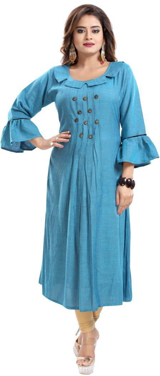 Image of HINDVA FASHION Embroidered Viscose Rayon Anarkali Kurta for Women (Pink, Blue)