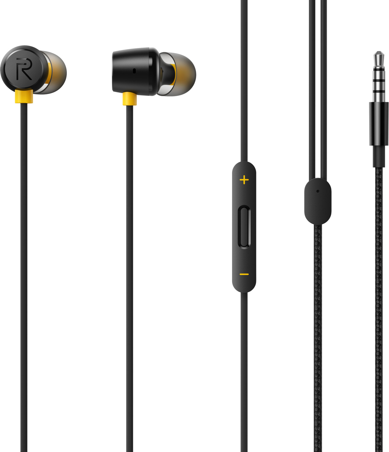 Image of AYNEXS ORIGINAL for Realme Buds 2 Neo Wired Earphones with Mic, 11.2mm Bass Driver, Tangle-Free Wired Headset (Black, In the Ear)