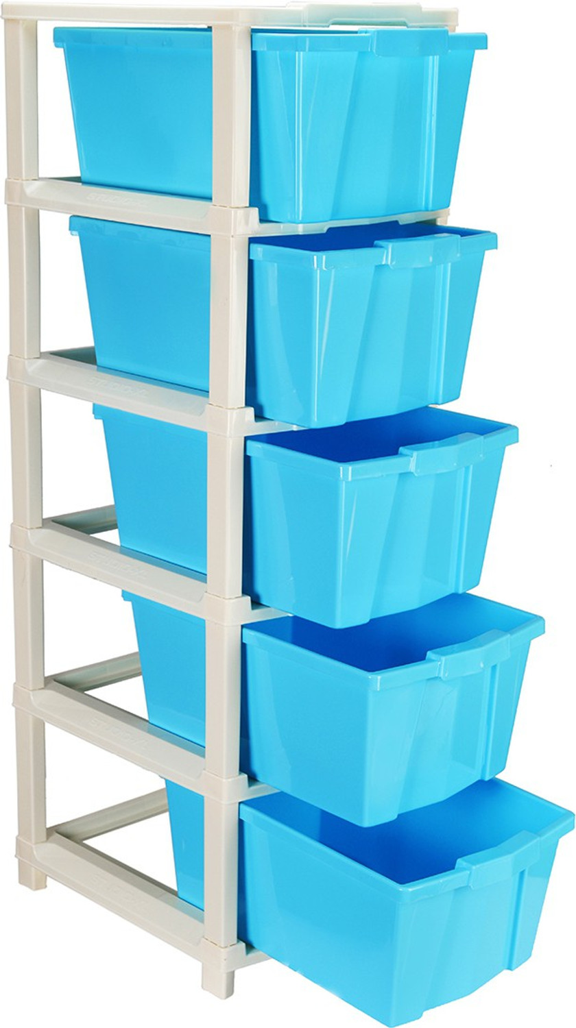 Image of vokay MULTI Layer Plastic Modular Basket Drawer Chest Storage Plastic Free Standing Cabinet (Finish Color - Multicolour, Pre-assembled)