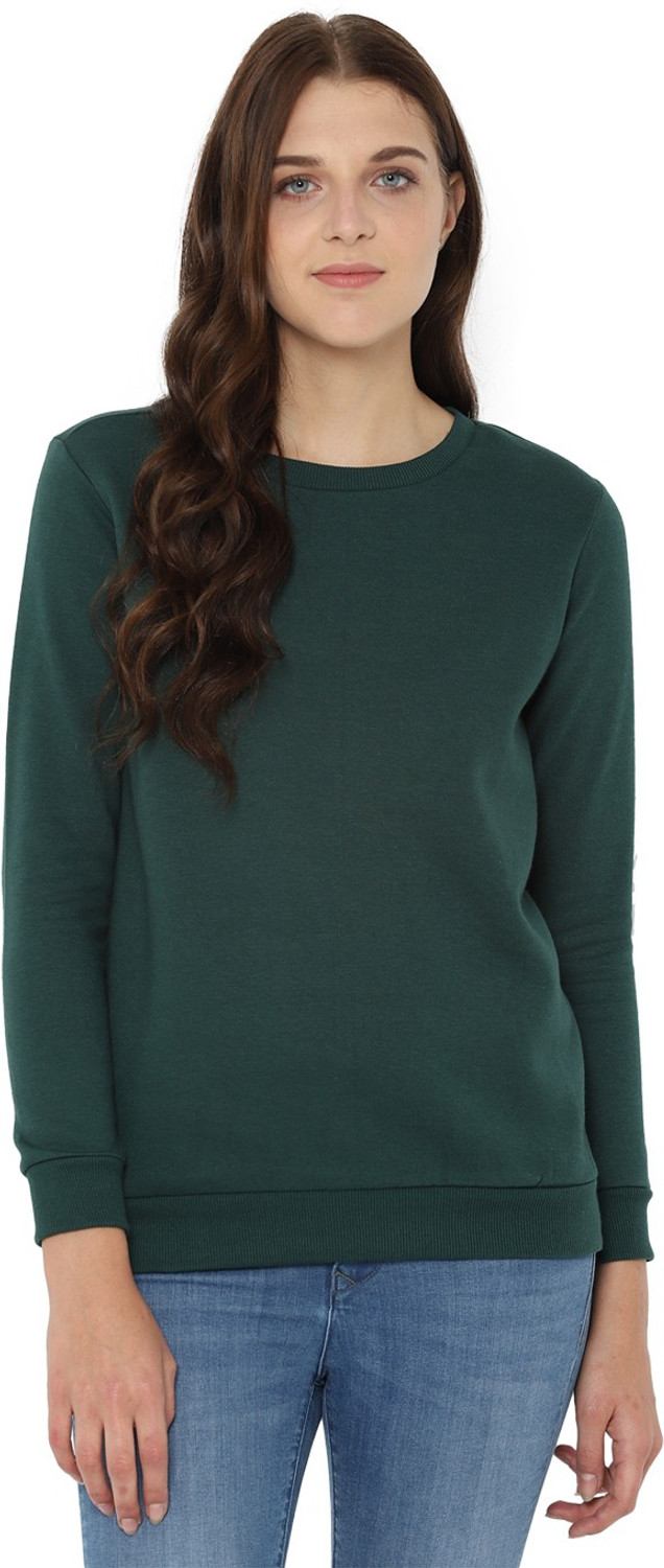 Image of Allen Solly Women 3 /4th Sleeve Solid Hooded Sweatshirt