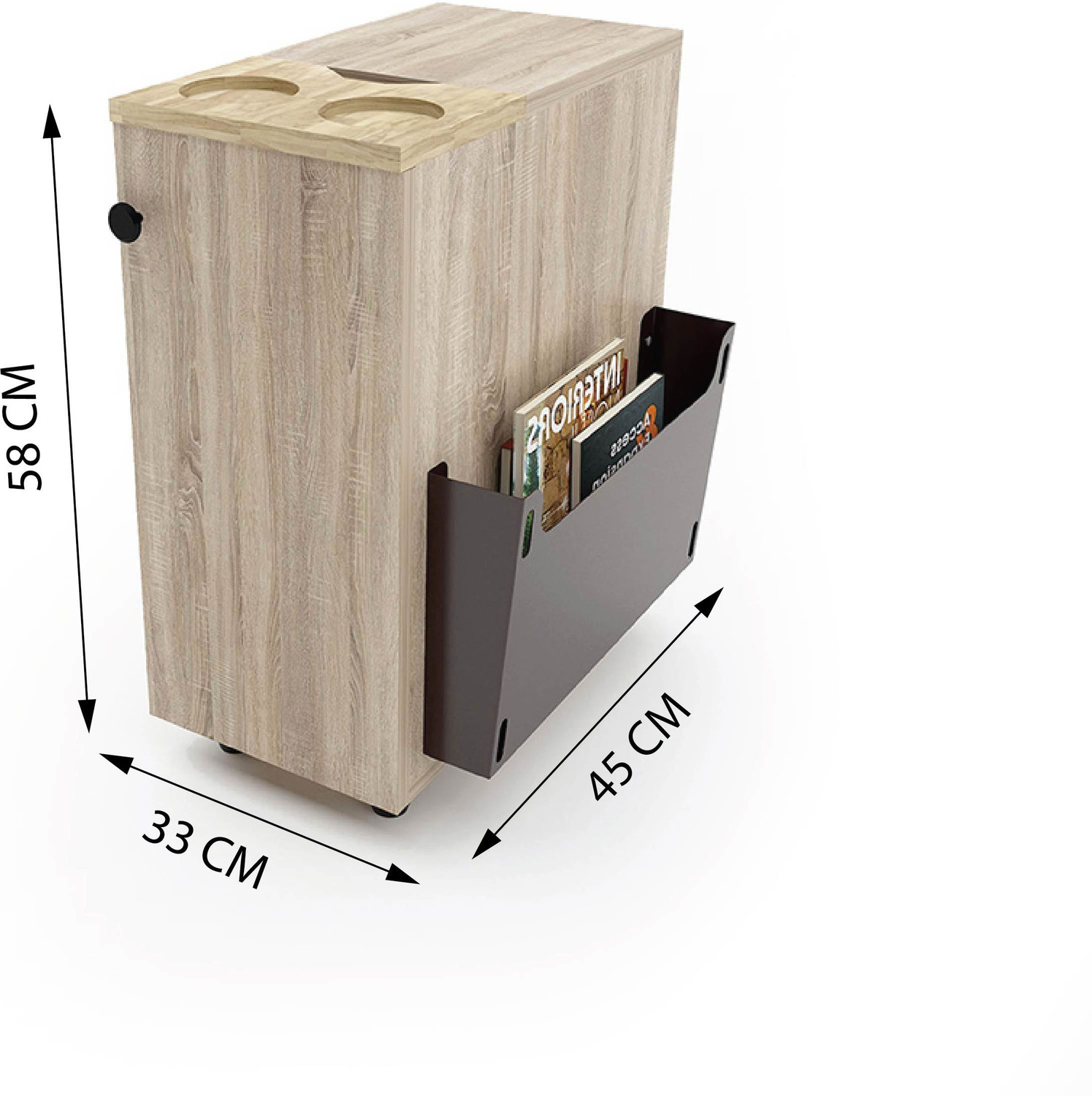 Image of Studio Kook Sez Sofamate Left Engineered Wood Side Table (Finish Color - Sleeperwood, Pre-assembled)