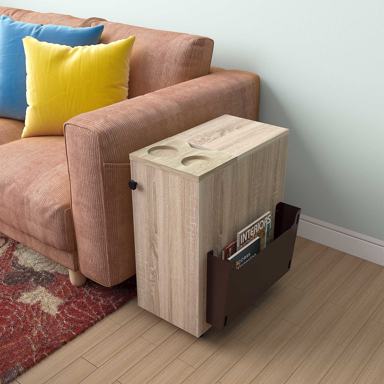 Image of Studio Kook Sez Sofamate Left Engineered Wood Side Table (Finish Color - Sleeperwood, Pre-assembled)