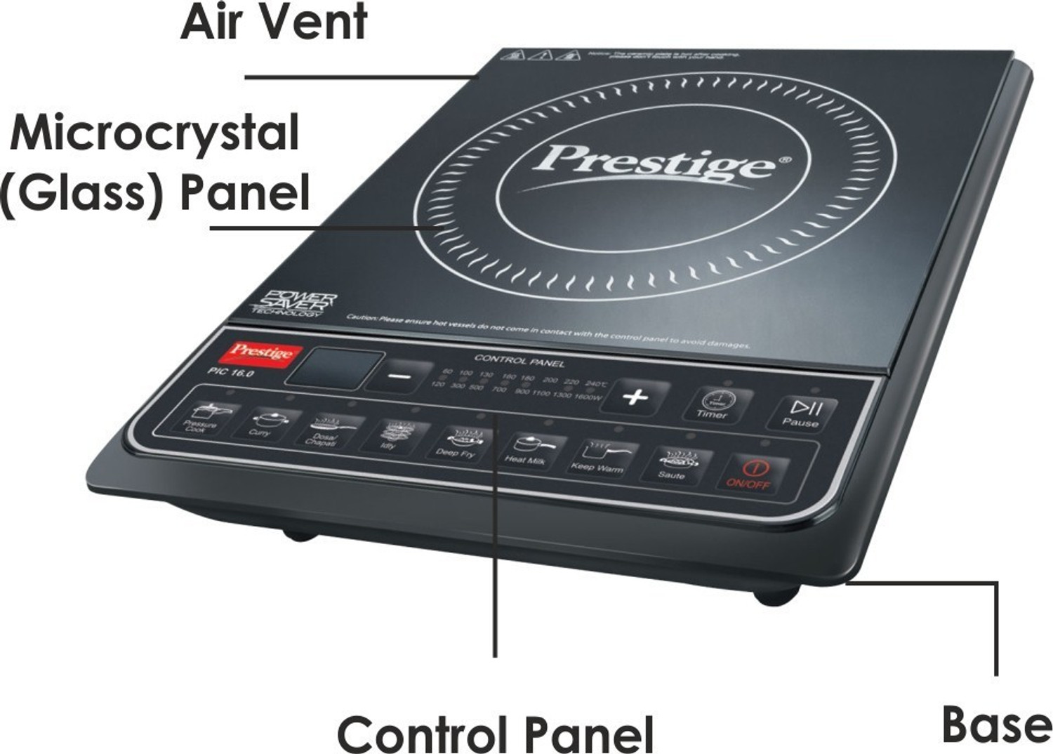 Image of BAJAJ 1600 W Induction Cooktop Push Button (Black, ICX 160TS NEO)