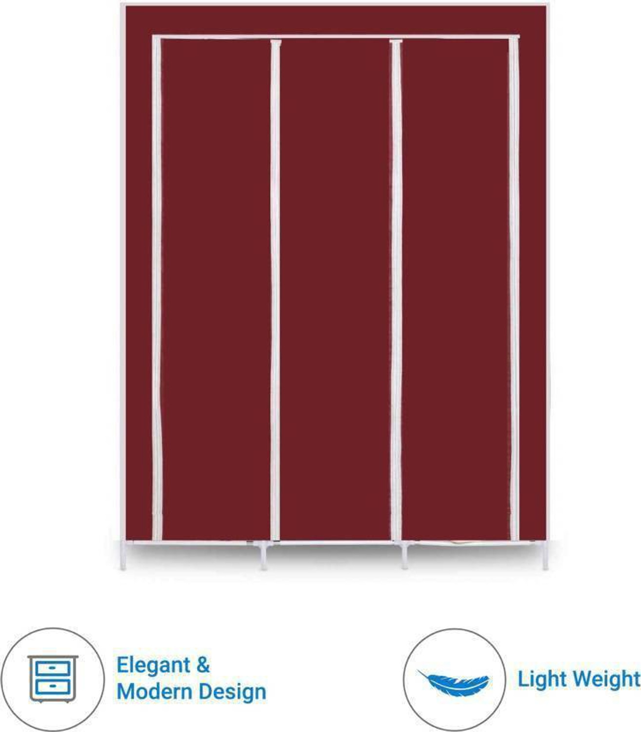Image of MEZIRE PP Collapsible Wardrobe (Finish Color - Wine Red, DIY(Do-It-Yourself))