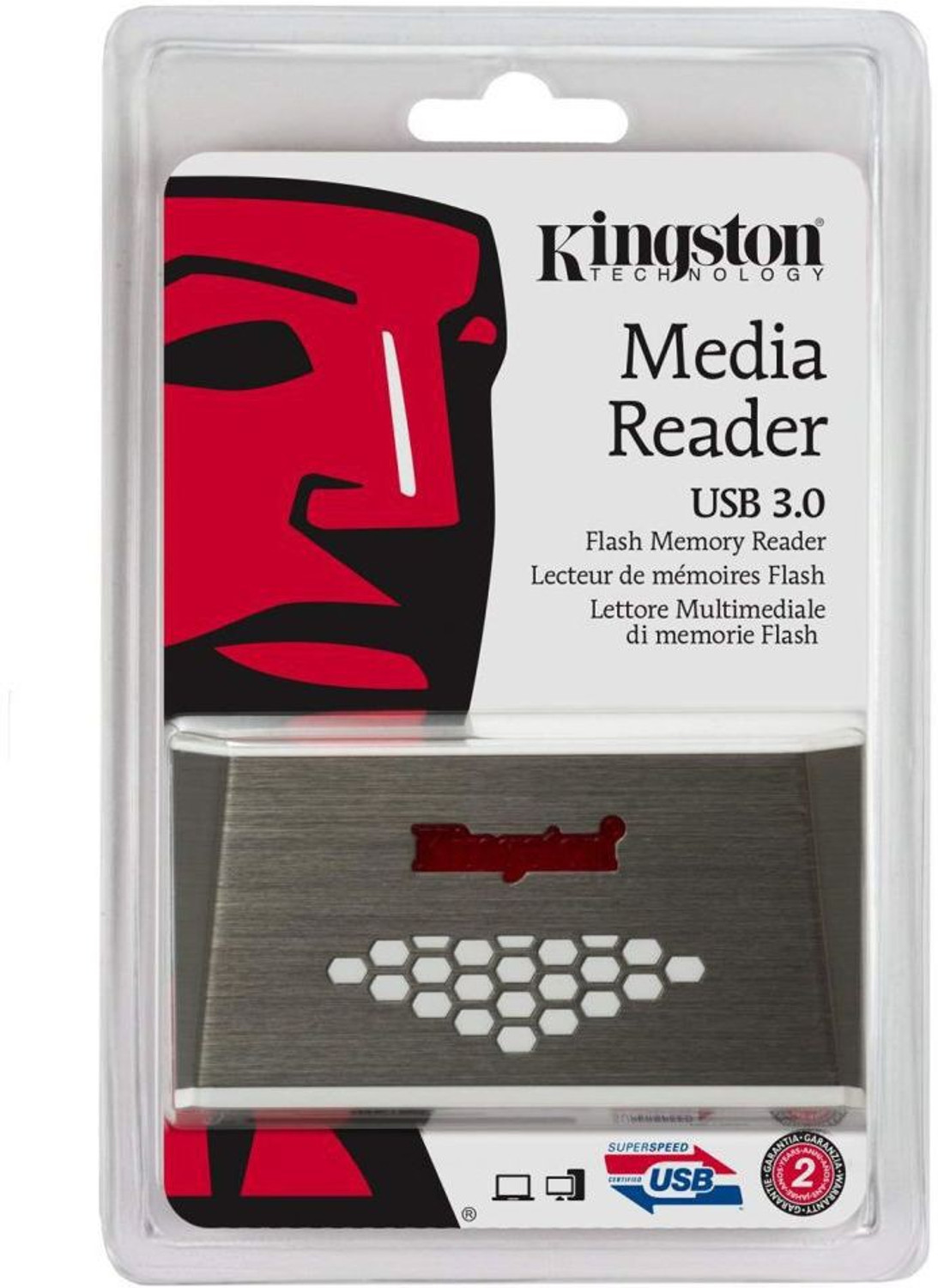 Image of KINGSTON Media Reader (FCR-HS4) Card Reader (Grey, White)