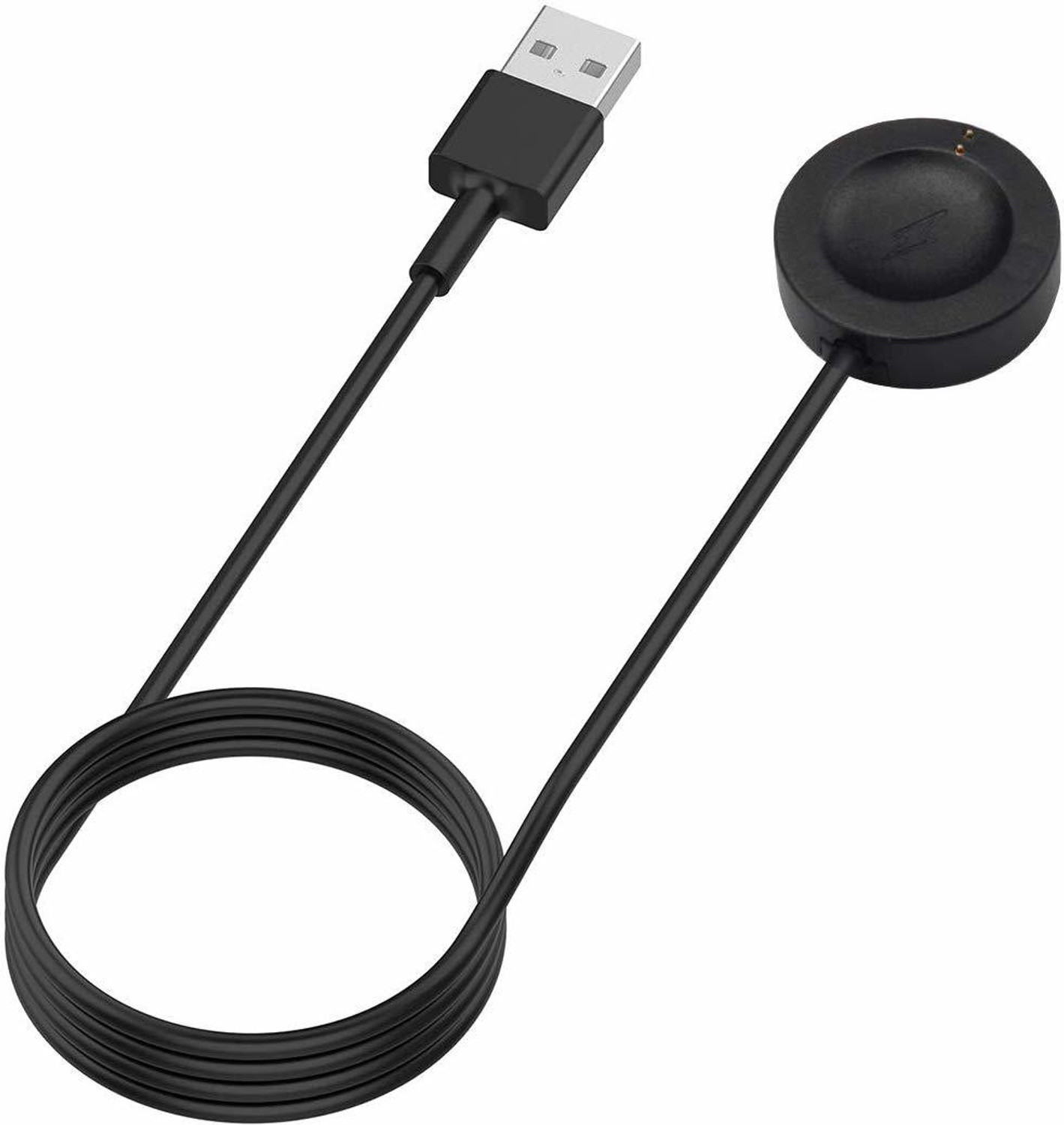 Image of Umake Magnetic Charging Cable 3.5 A 1 m Nylon BRAIDING Smart Watch Charger Cable | USB Magnetic Fast Charging Cord | Replacement Charging Cable for Smartwatch | 1 Meter (Compatible with iphone,oppo,realme,narzo,oneplus,vivo,iqoo,samsung,motorola,mi,redmi,poco, Apple, Black, One Cable, NA)