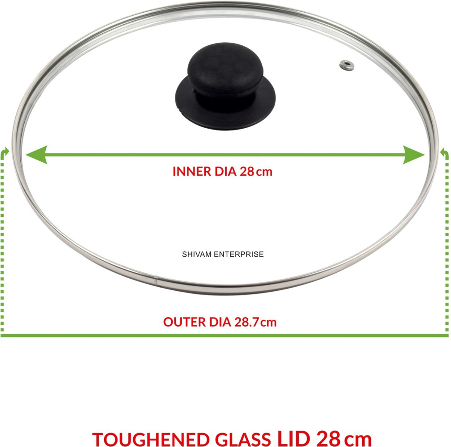 Image of KANDARPURIA 28 cm Long Lasting Glass Lid, Glass Lid for Kadai, cookware lid 11 inch Lid, Pack of 1 (Glass)