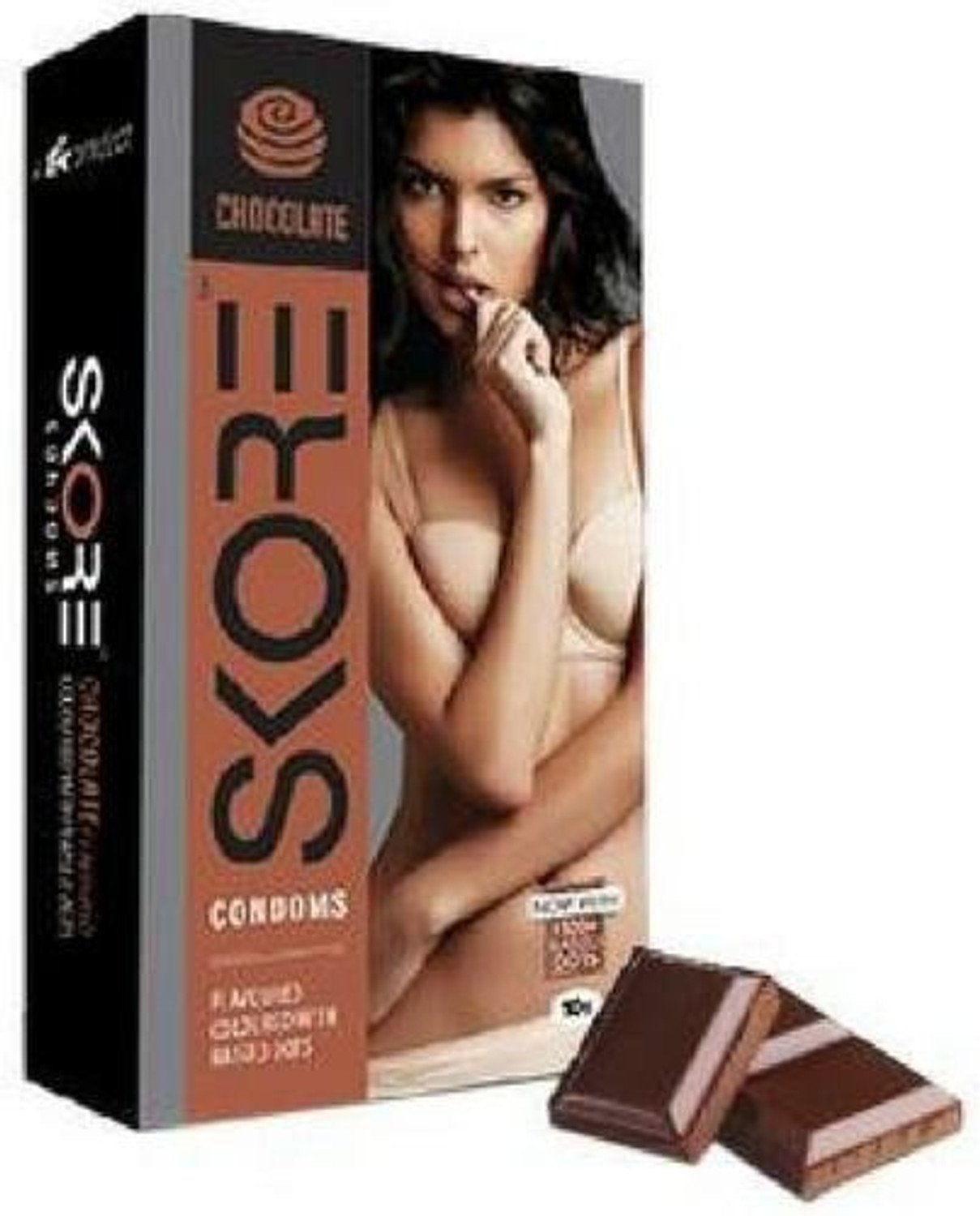 Image of SKORE Chocolate Flavoured Condoms - Coloured and 1500 Raised Dots 10s Pack Condom (10 Sheets)