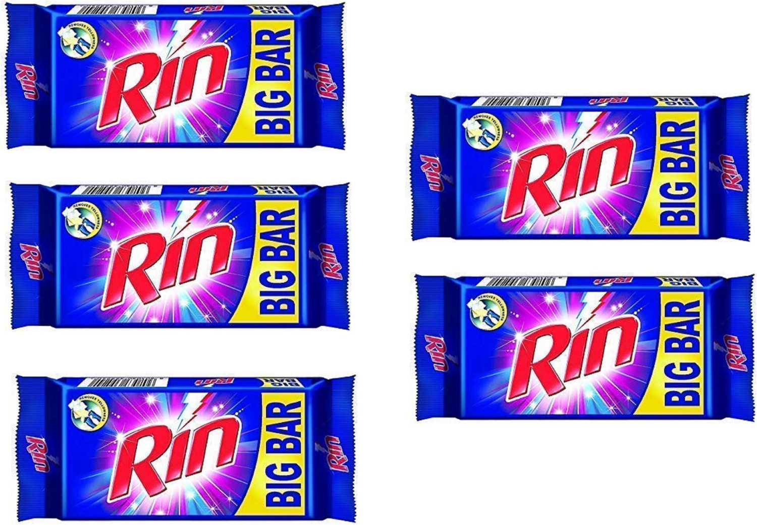 Image of Rin WASHING BAR 250 GM (PACK OF 5) Detergent Bar (1250 g, Pack of 5)