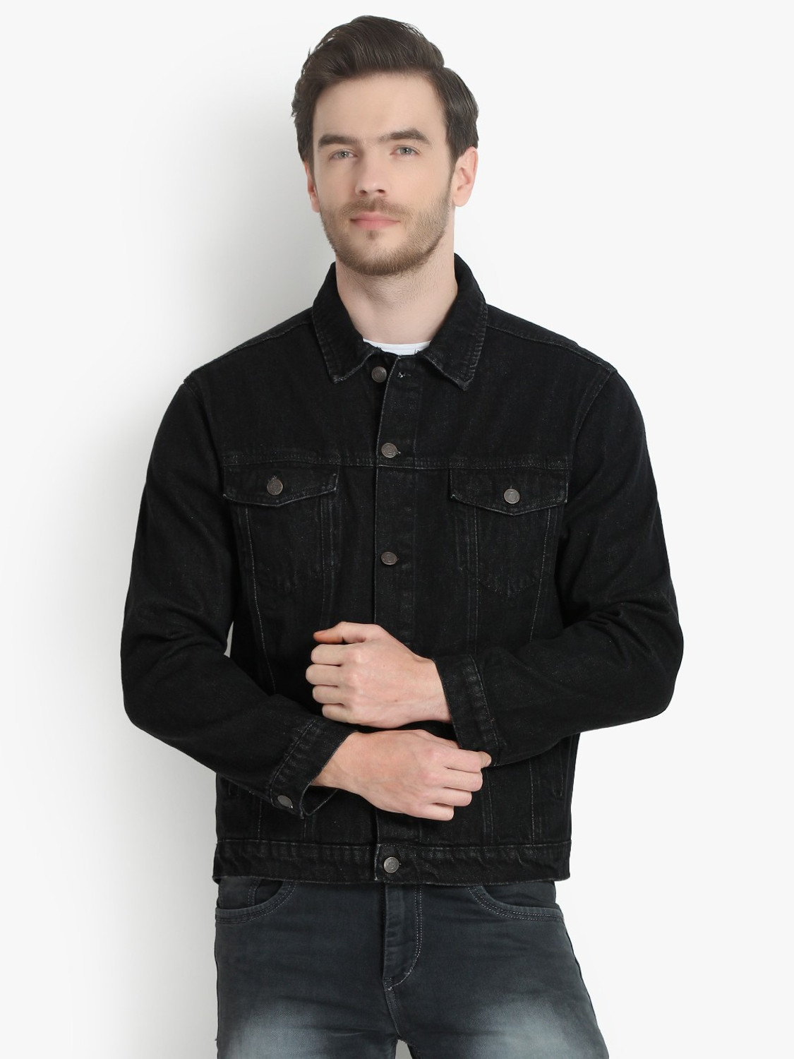 KOTTY Men Solid Denim Jacket - Image 1