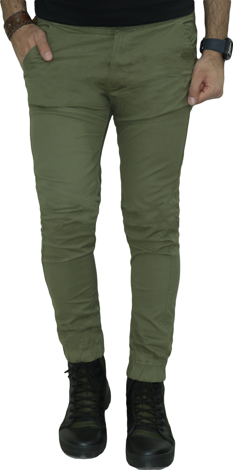 Image of URBAN LEGENDS Men Jogger Fit Mid Rise Green Jeans
