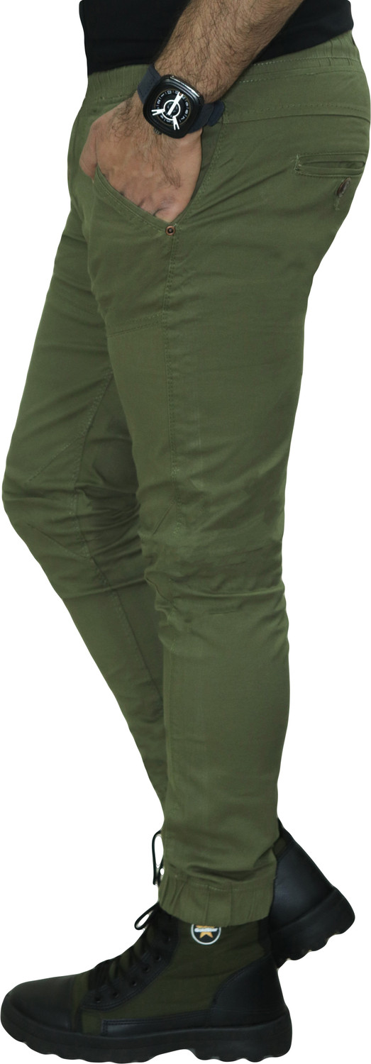 Image of URBAN LEGENDS Men Jogger Fit Mid Rise Green Jeans