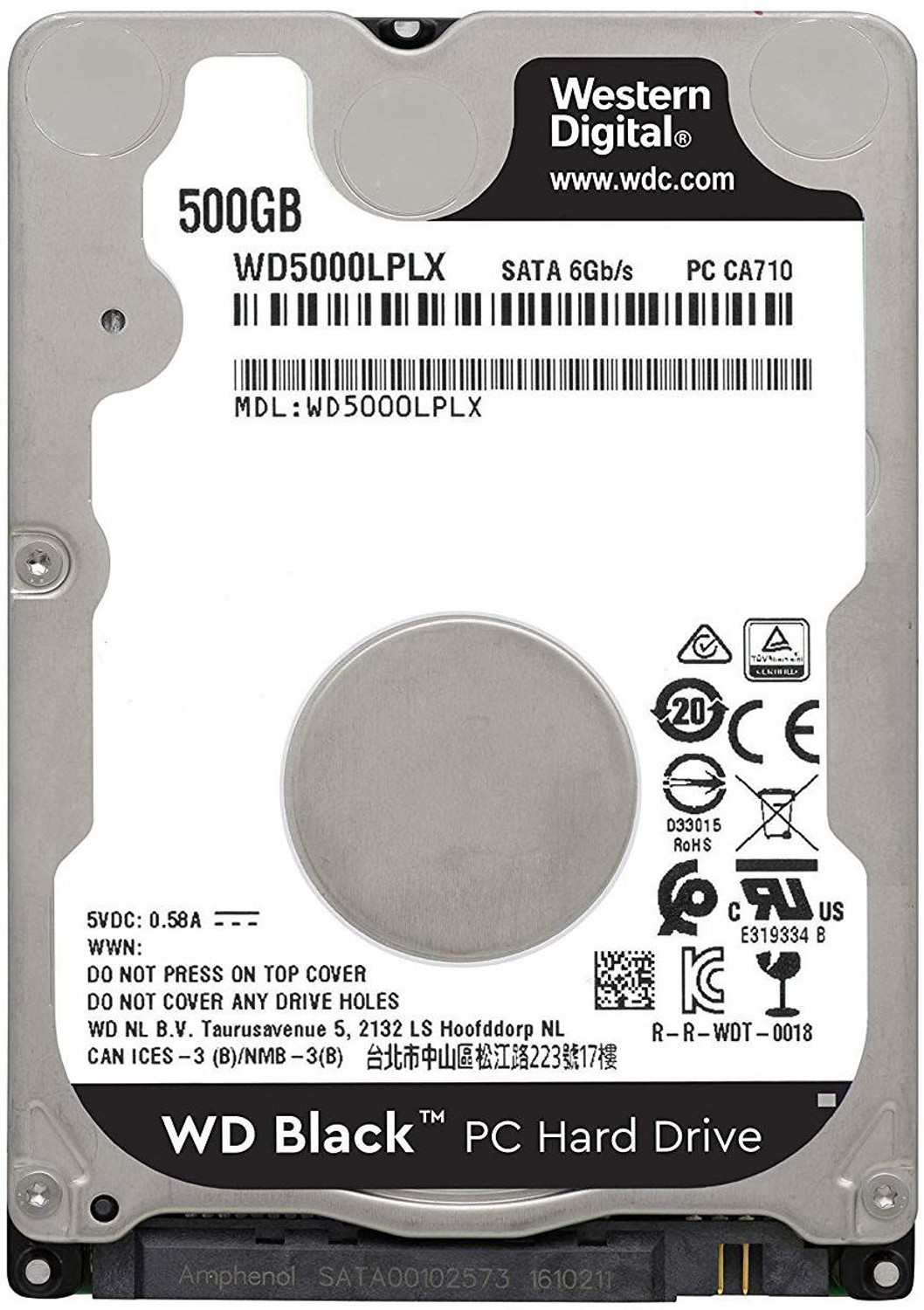 Image of WD Blue 500 GB Laptop Black SATA Internal Hard Disk Drive (HDD) (WD5000LPLX) (Interface: SATA, Form Factor: 2.5 Inch)