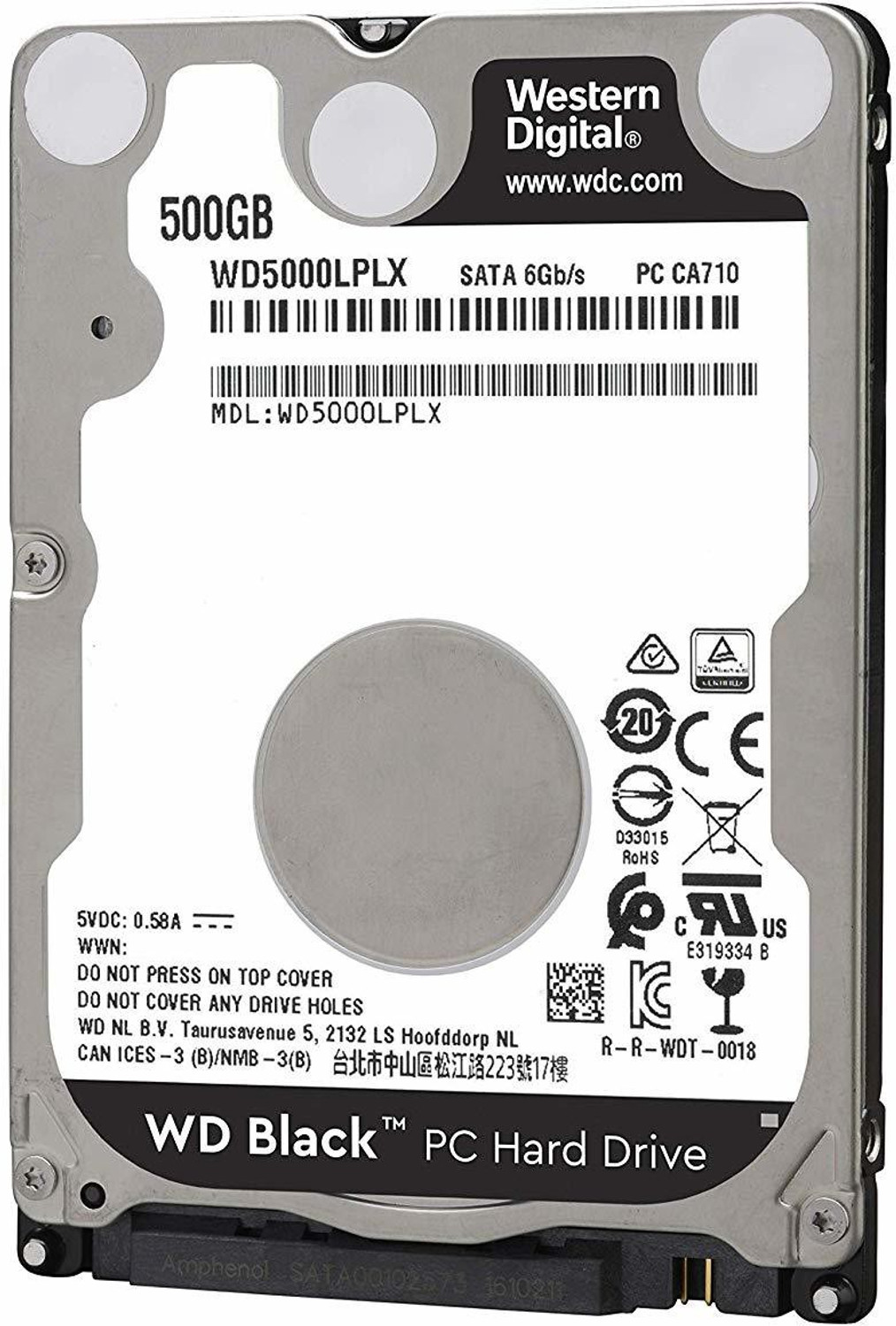 Image of WD Blue 500 GB Laptop Black SATA Internal Hard Disk Drive (HDD) (WD5000LPLX) (Interface: SATA, Form Factor: 2.5 Inch)
