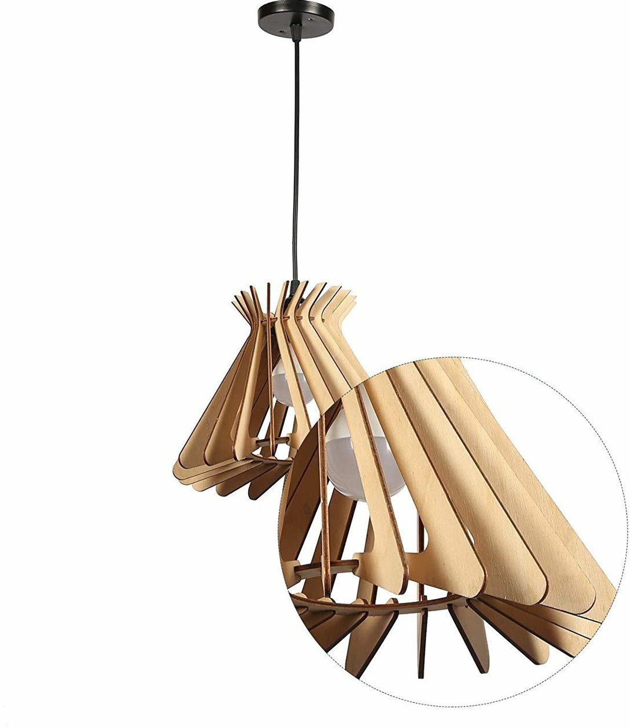 Image of Crosscut Cosmo Spiral Shape Light Premium Wooden Ceiling Hanging Pendant lamp Pendant Lamp Ceiling Lamp (Beige)