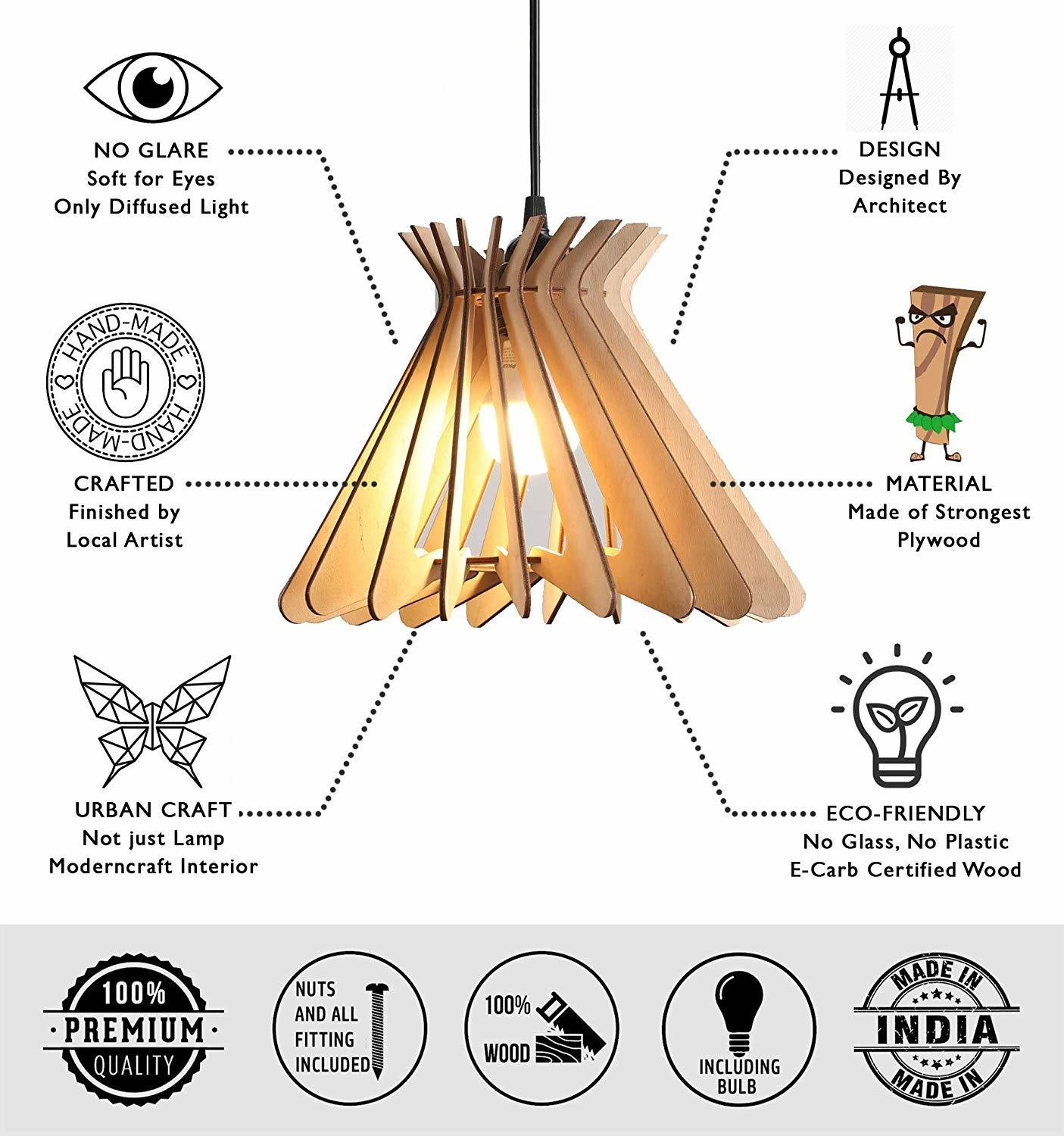 Image of Crosscut Cosmo Spiral Shape Light Premium Wooden Ceiling Hanging Pendant lamp Pendant Lamp Ceiling Lamp (Beige)