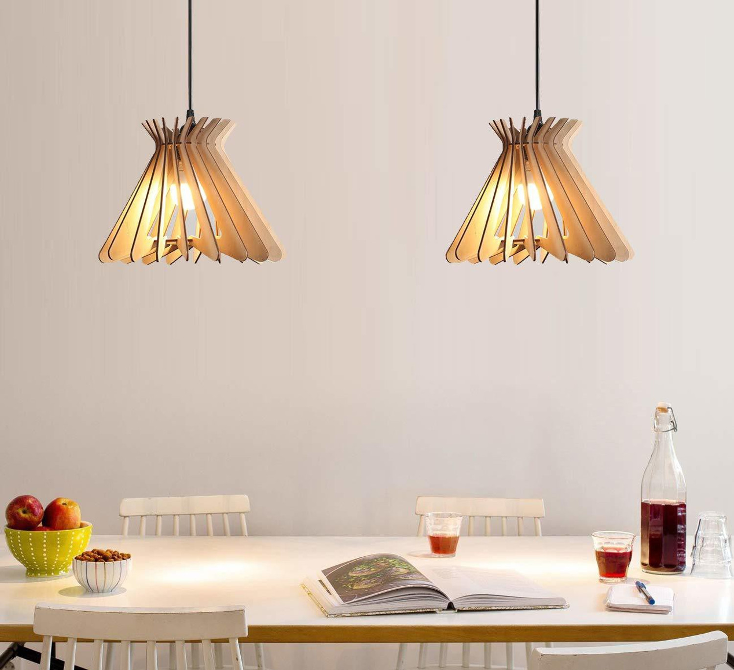 Image of Crosscut Cosmo Spiral Shape Light Premium Wooden Ceiling Hanging Pendant lamp Pendant Lamp Ceiling Lamp (Beige)