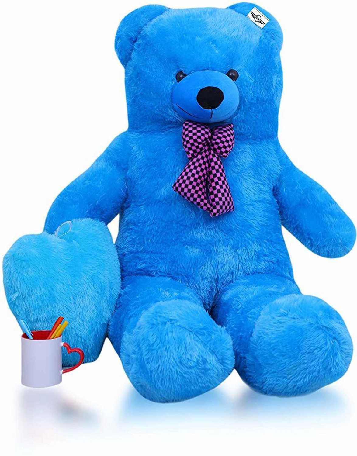 Image of house of common teddy bear blue 6 feet smooth and cute teddy 175cm - 175 cm (Blue)