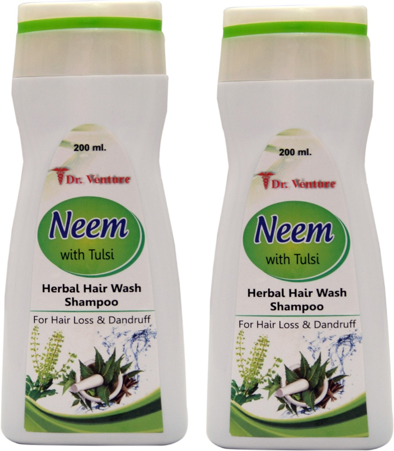 Image of Dr Venture Neem With Tulsi & Amla Shampoo Herbal Hair Wash Shampoo For Hair Loss And Dandruff Smooth & Silky 200 ml Pack of 2 (400 ml)