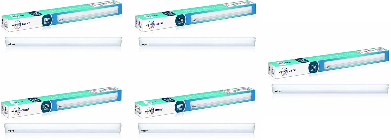 Image of Wipro 10 Watt LED tubelight Batten (Color-White /6500K,Size: 2 feet)- Pack of 5 10 W 54 cm Tube Light (White, Pack of 5)
