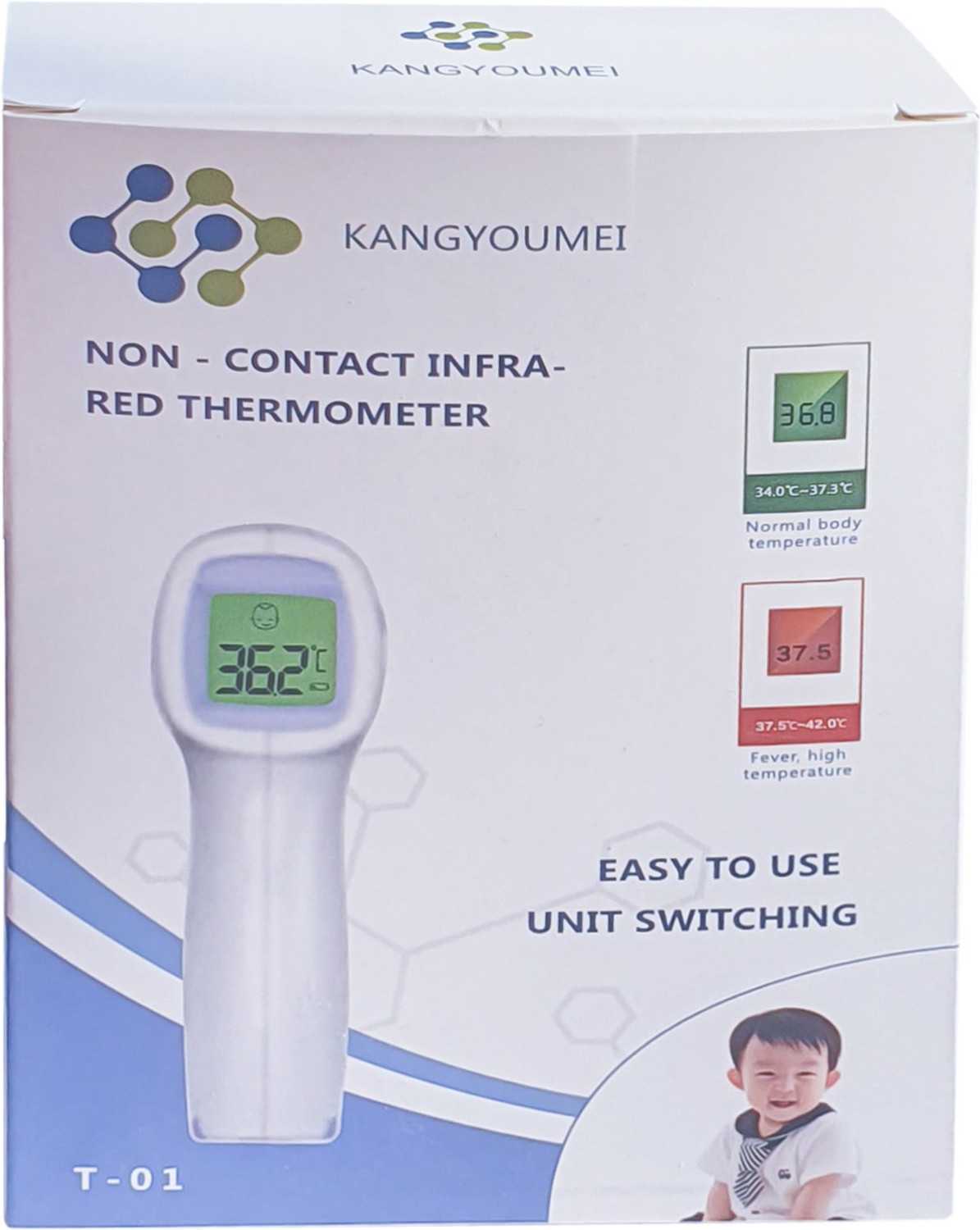 Image of KANGYOUMEI T-01 Multi Function Non-Contact Forehead Infrared digital Thermometer Thermometer (White, Purple)
