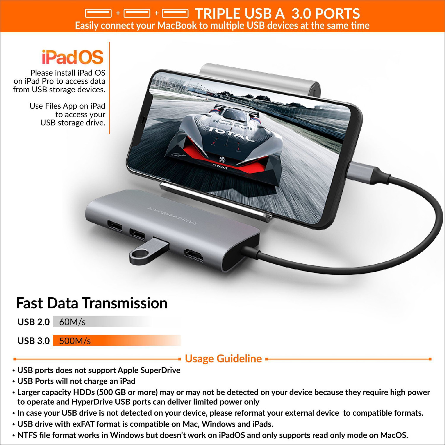 Image of HyperDrive 9 in 1 Power USB C hub HD30F-Grey USB Hub (Space Grey)
