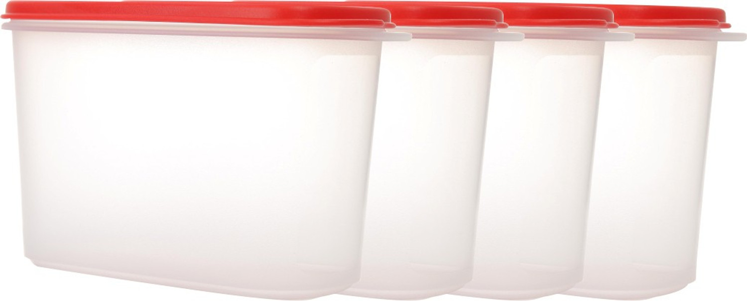 Image of TUPPERWARE Steel Grocery Container - 2.3 L (Pack of 8, Red)