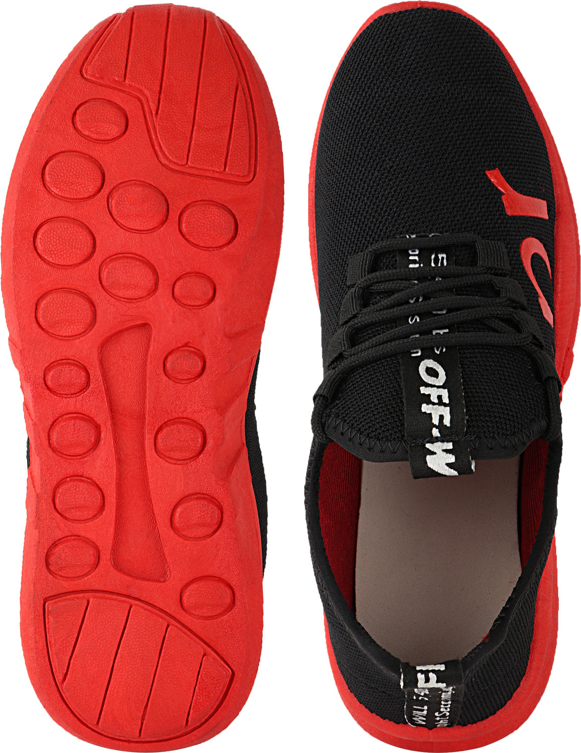Image of CALCADOS Walking Shoes For Men (Black, Red , 9)