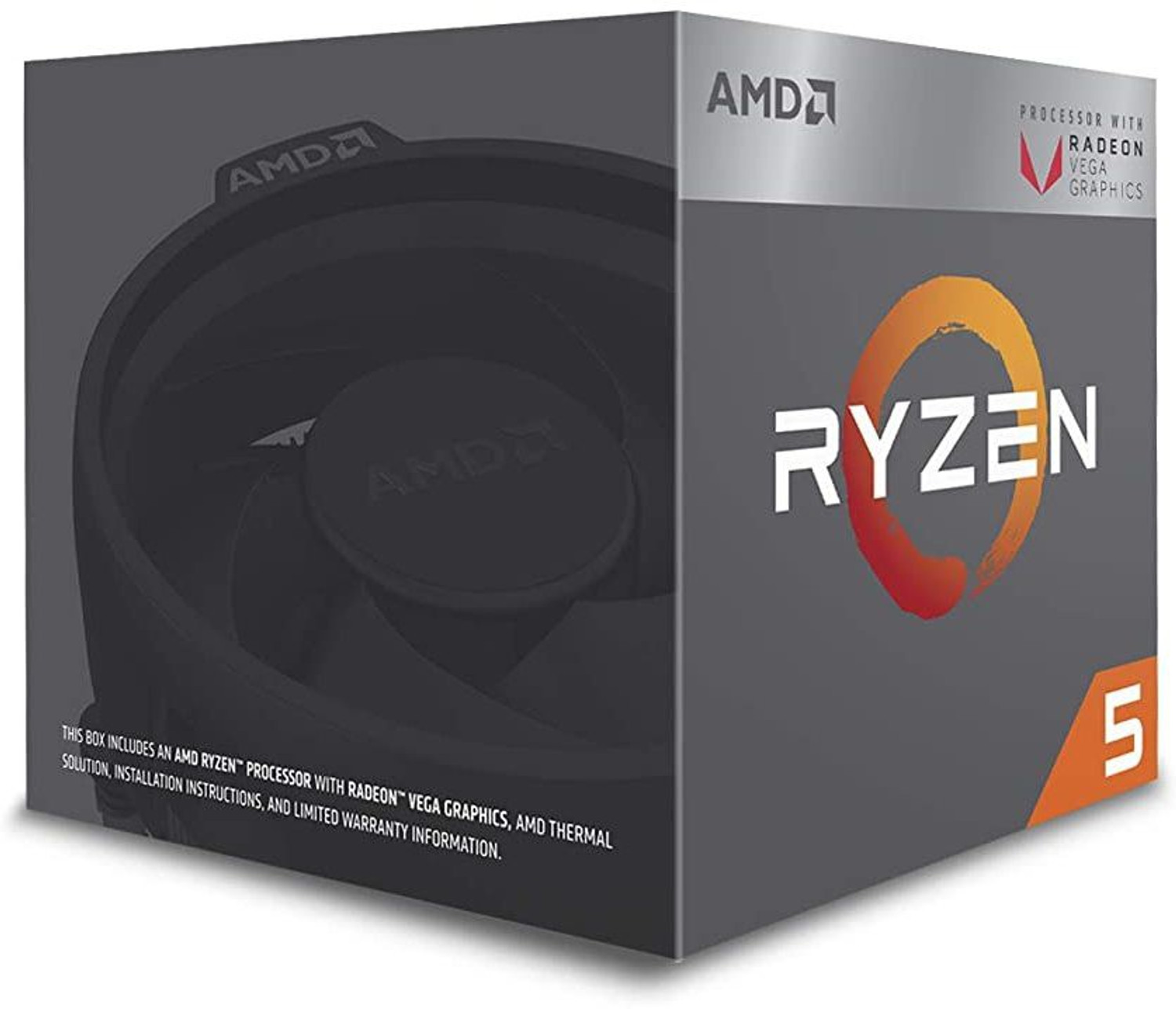 Image of AMD Ryzen 5 2400G (YD2400C5FBBOX) 3.6 GHz Upto 3.9 GHz AM4 Socket 4 Cores 8 Threads Desktop Processor (Silver)