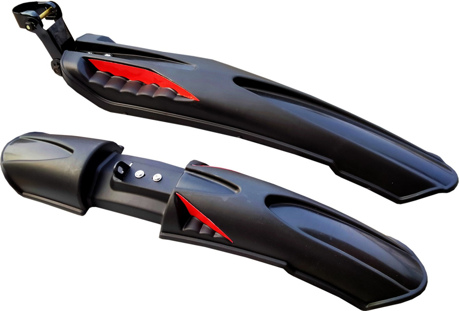 Image of SHIVEXIM Bicycle Dual Tone Front & Rear Mudguard Clip-on Front & Rear Fender Full Length Front & Rear Fender (Black, Red)