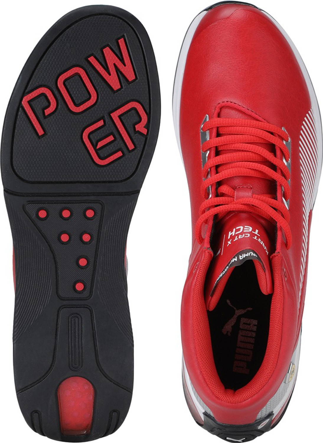 Image of PUMA Scuderia Ferrari Race Kart Cat-X Mid Motorsport Sneakers For Men (Red , 7.5)