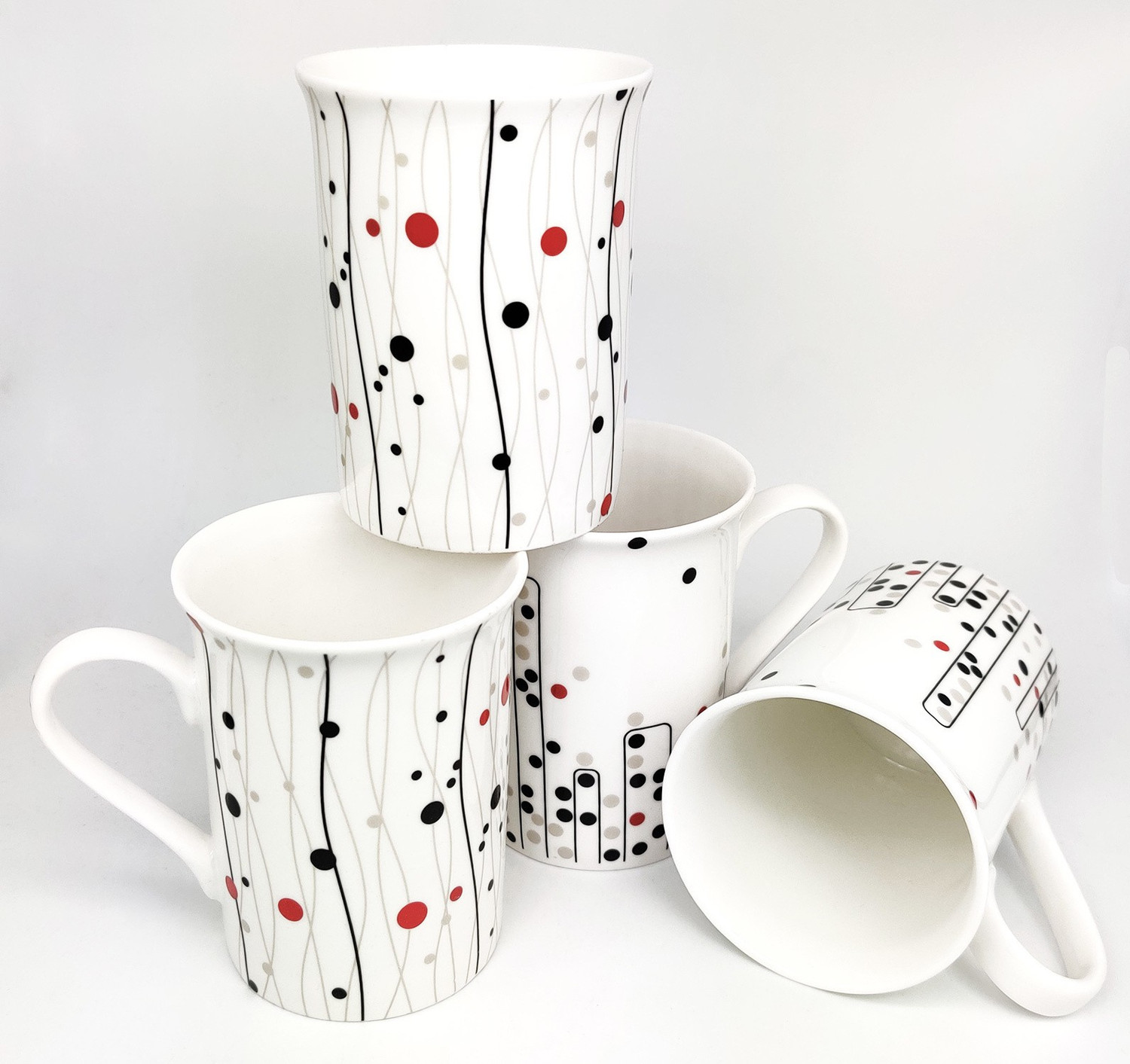 Image of DANDY LINES PANAMA 90016 Bone China Coffee Mug (329 ml, Pack of 4)