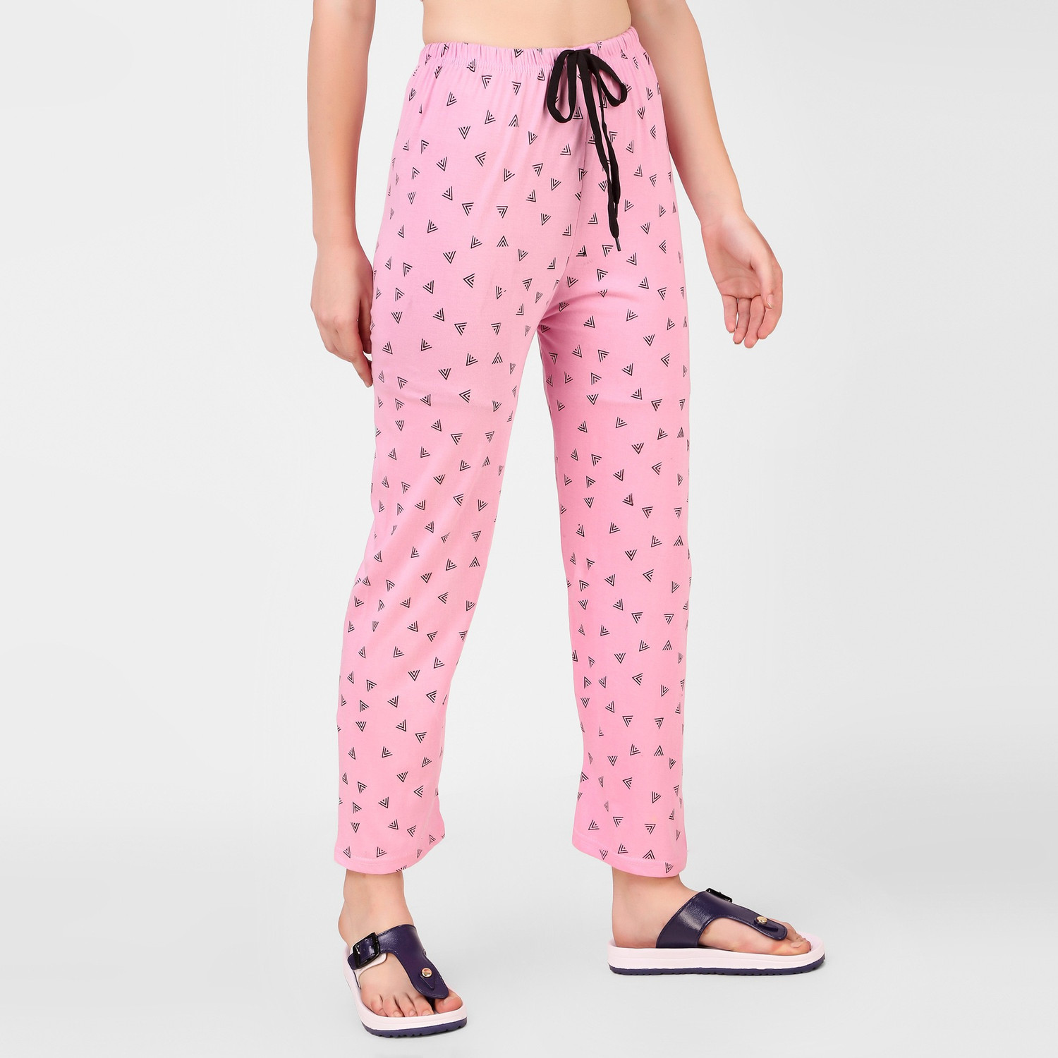 Image of Christy World Women Printed Pink Track Pants