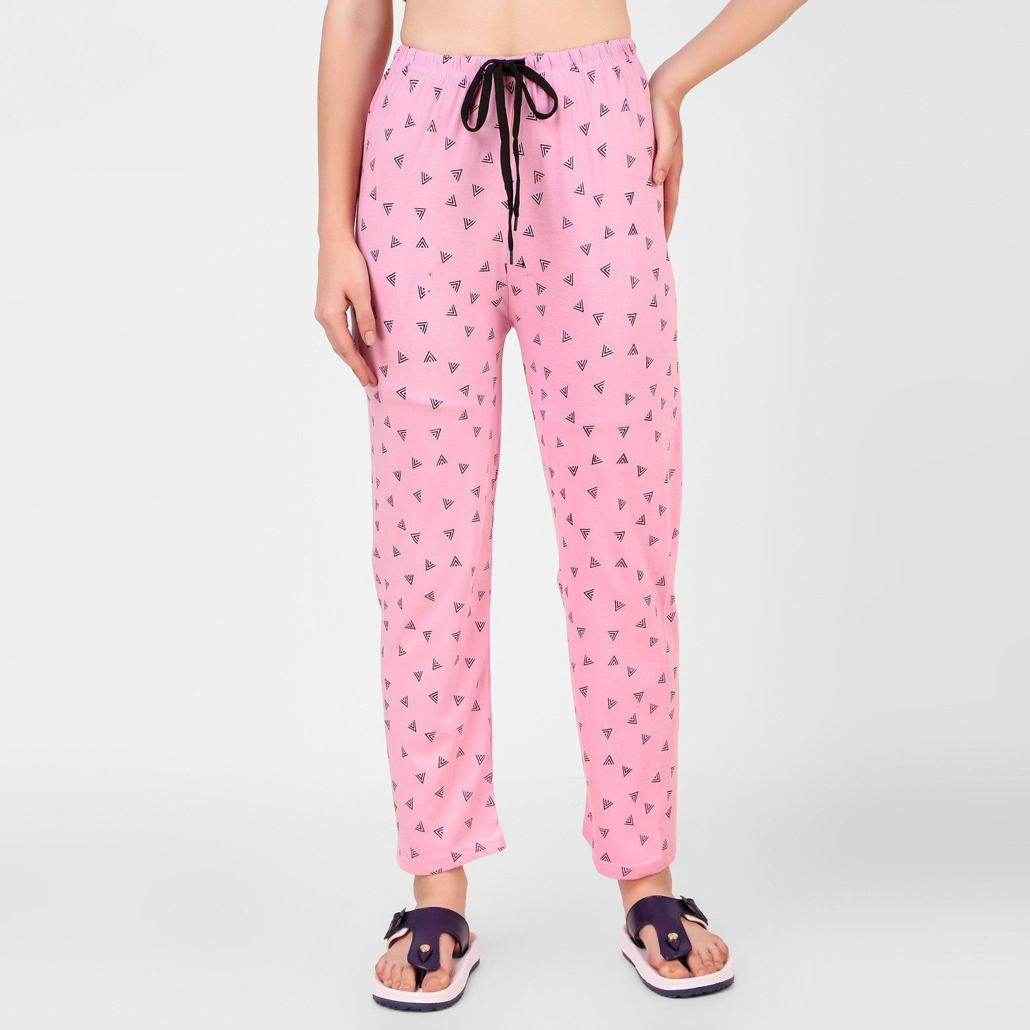 Image of Christy World Women Printed Pink Track Pants