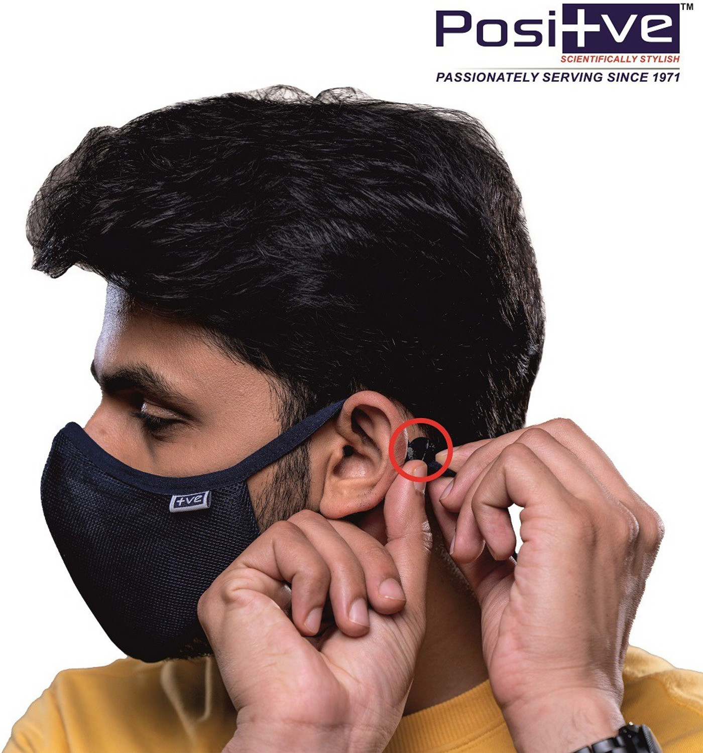 Image of Posi+ve N99 Reusable Face Mask. 99% FOG FREE, 99.80% BFE, Easy Breathing & Sweat absorption, Clear Vision, Soft on Ears, Certified & Compliant by: CE, ISO, GMP, FDA & WHO N99 Washable (Black, Free Size, Pack of 4)