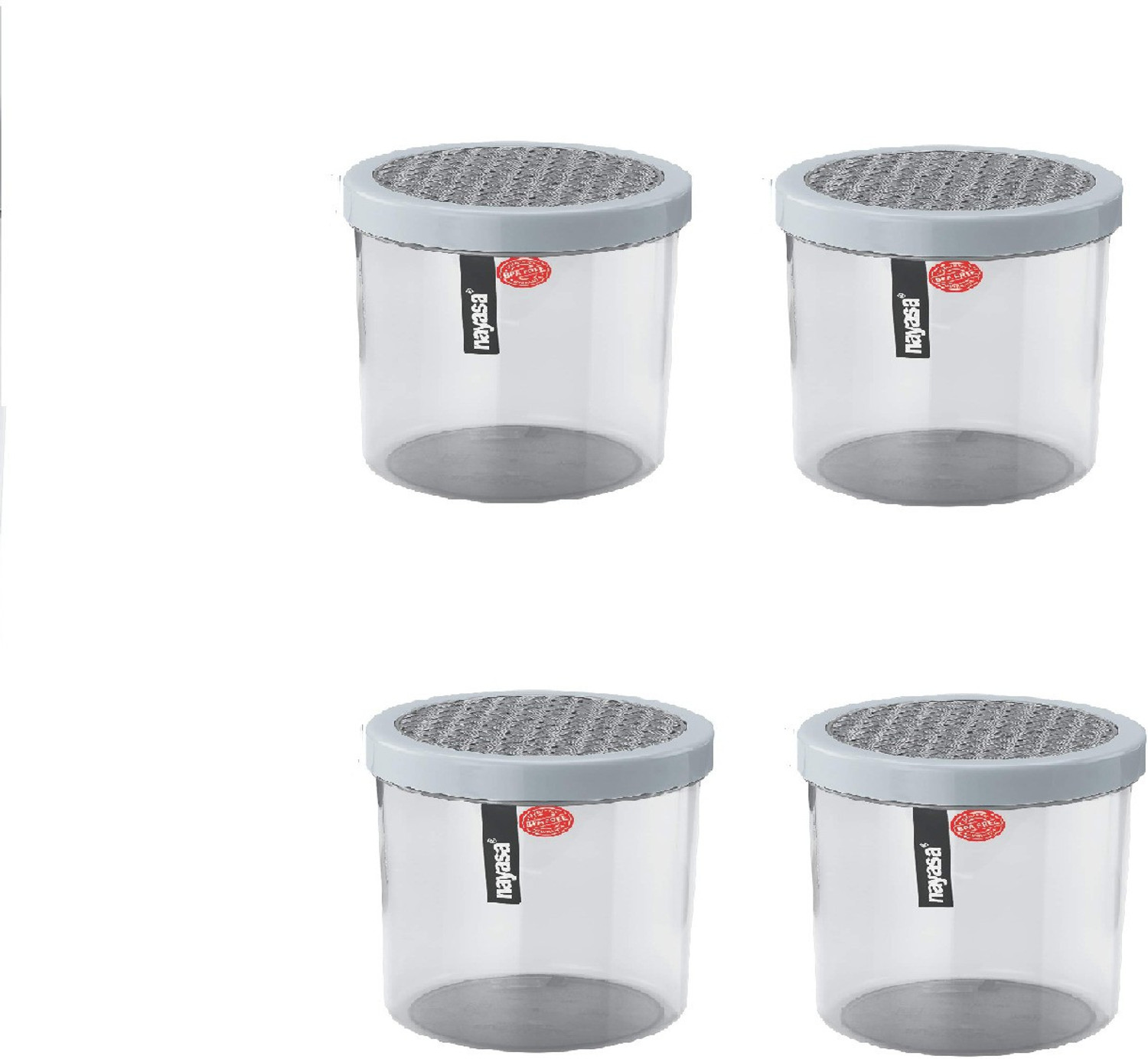 Image of NAYASA Plastic Bread Container - 550 ml (Pack of 4, Grey)