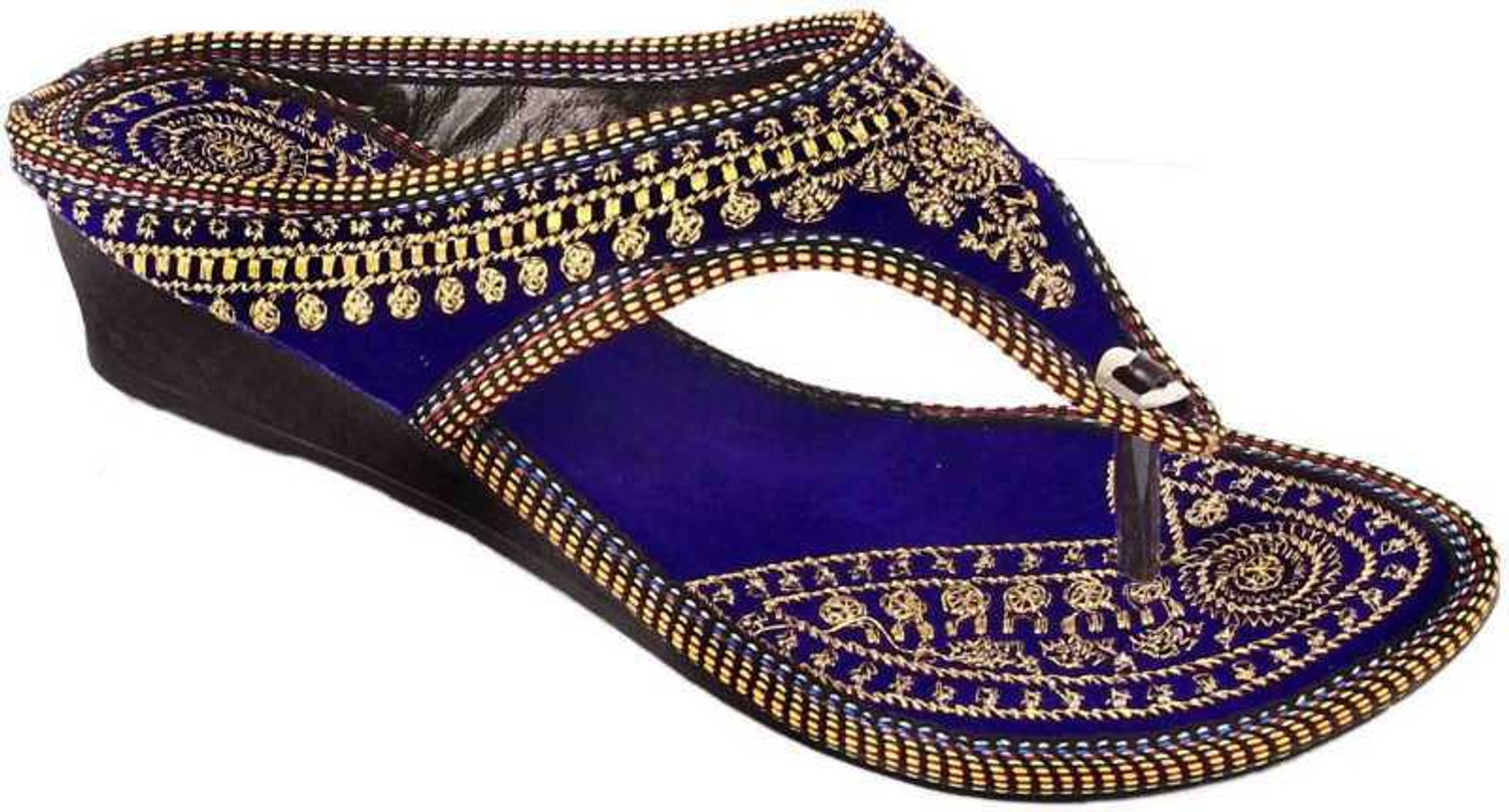 Image of WINSOME COLLECTION Women Wedges Sandal (Blue, Red , 6)