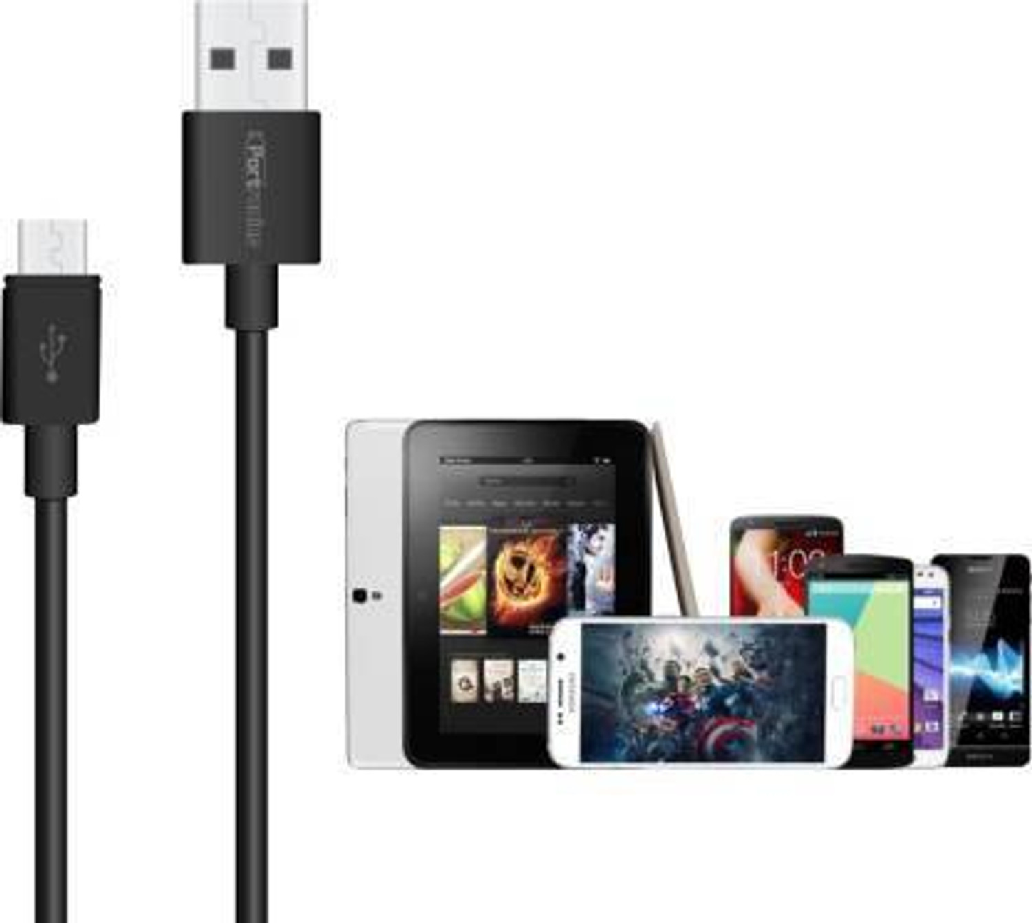 Image of Portronics Micro USB Cable 2 A 1 m POR654 (Compatible with All Phones & Tabs for Micro USB Devices, Black, One Cable, USB Type A To Micro USB)
