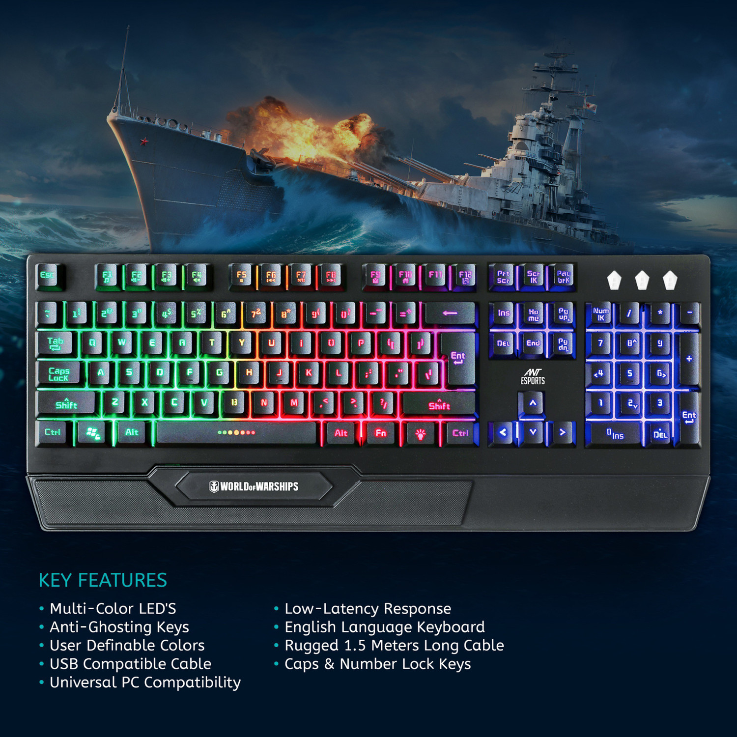 Image of Ant Esports KM500W Gaming Backlit Keyboard and Mouse Combo Gaming Accessory Kit (Black, For PC)