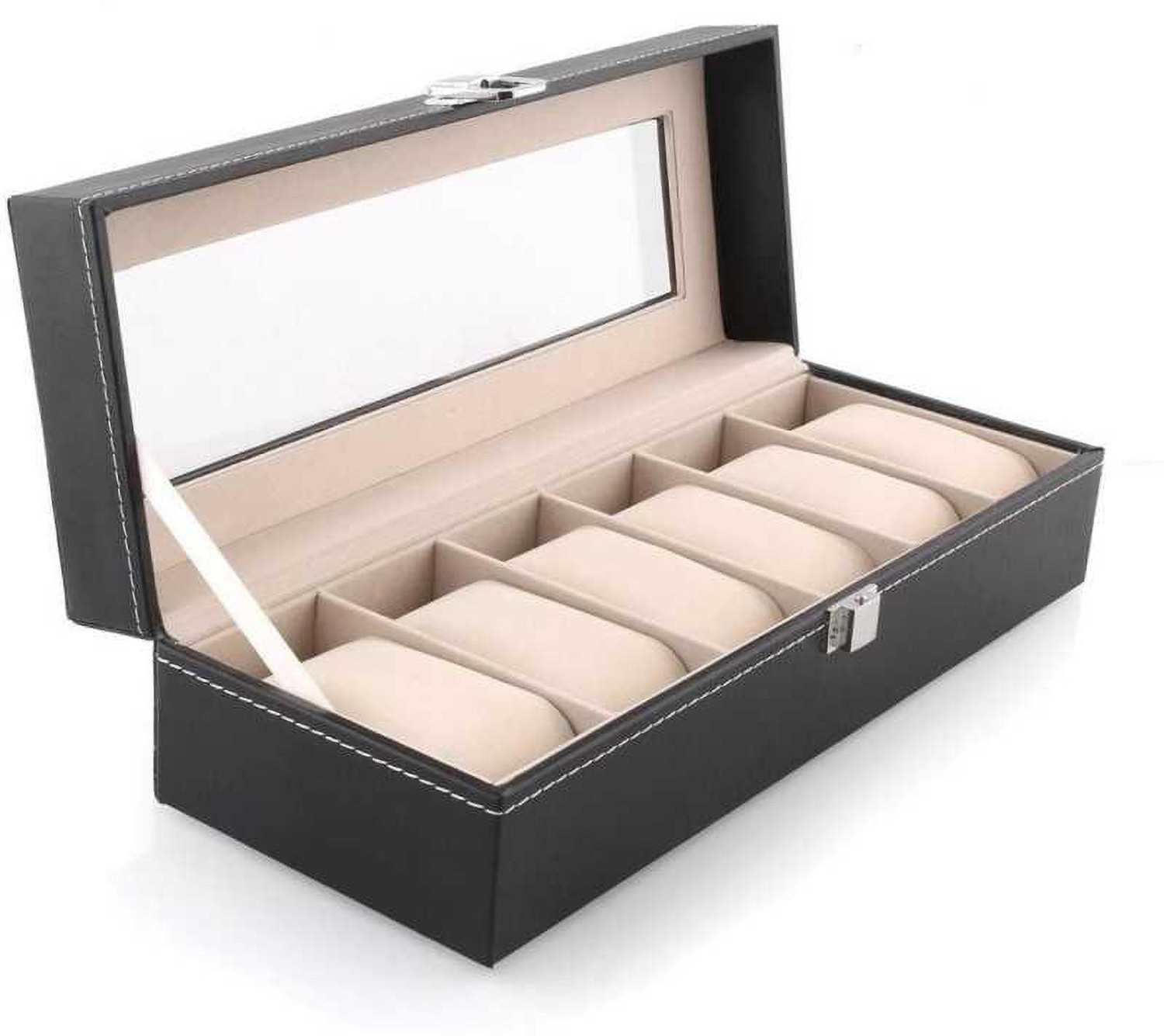 Image of ALAWO Watch Box & Sunglasses Case with 6 Slots for Watches and 3 Slots for Sunglasses Watch Box (Black, Holds 9 Watches)