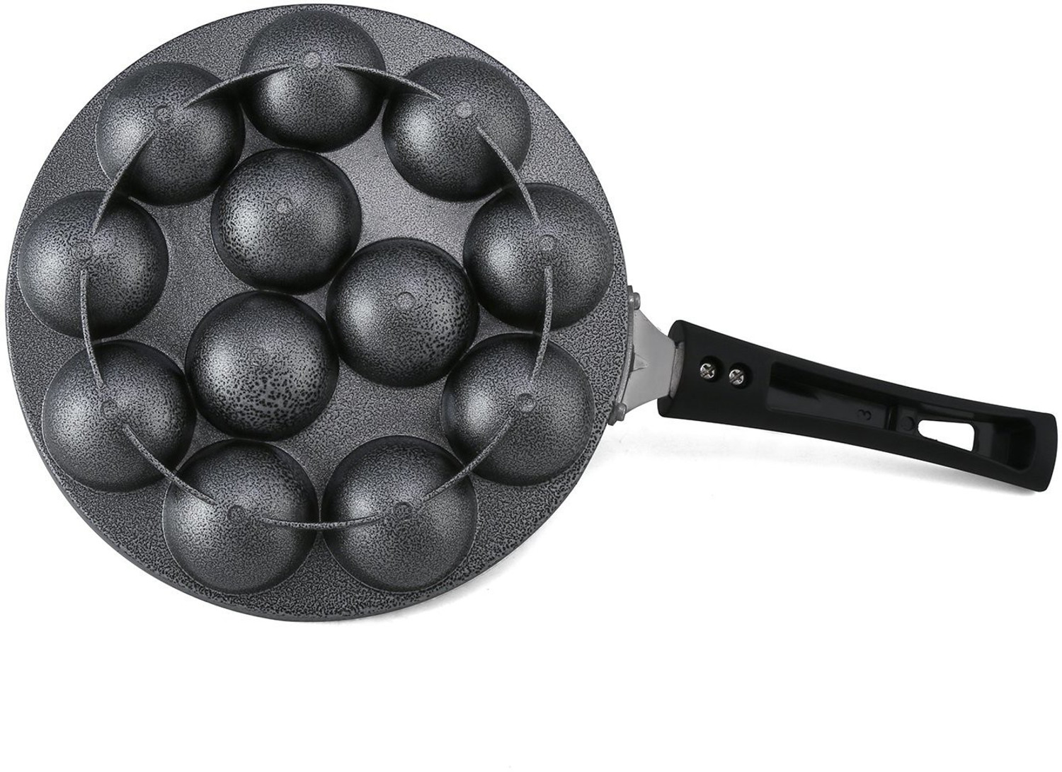 Image of ANJALI DAL12 Appa Patra Diamond Series, Black Tawa 25 cm diameter with Lid (Hard Anodised, Non-stick, Induction Bottom)