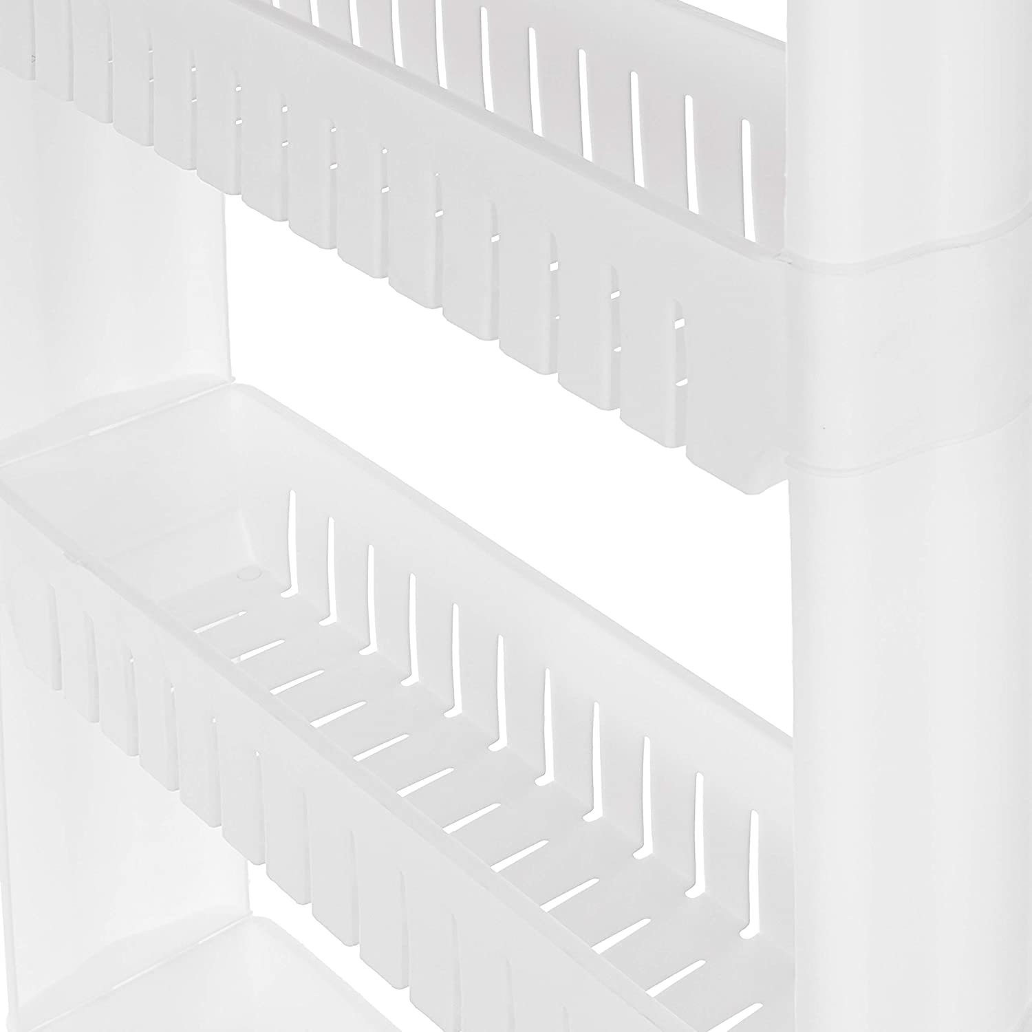 Image of QUISTAL 4 Layer Storage Organizer Multipurpose Slim Rack | White 4 Tier Utility Shelf with Wheels for Kitchen, Bedroom, Bathroom Plastic Kitchen Trolley (DIY(Do-It-Yourself))